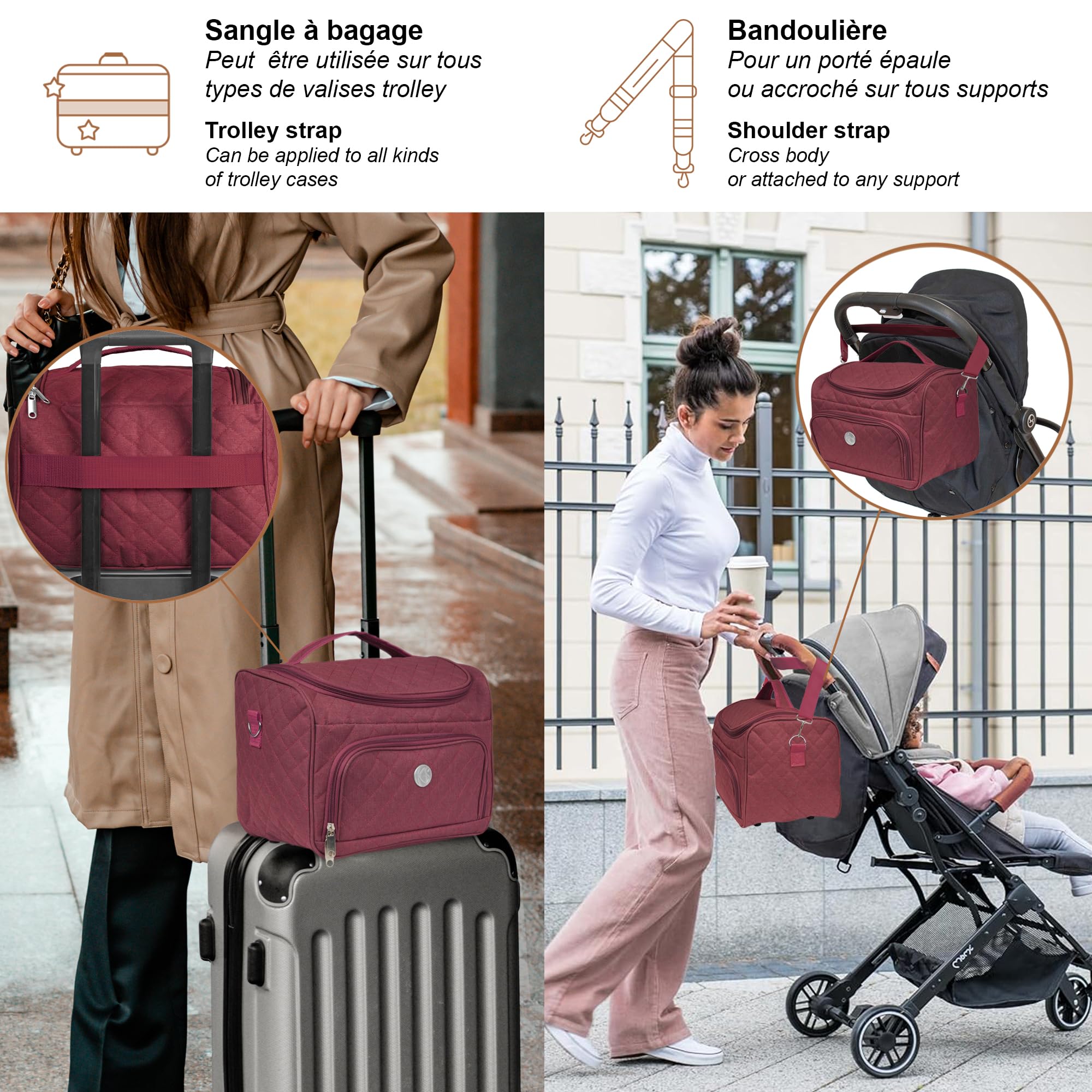 KINSTON – Vanity con Divisori Rimovibili – Beauty Case per Cosmetici con Scomparti e Manico, Organizer da Viaggio da Appendere, Borsa Portaoggetti – Grande Capacità