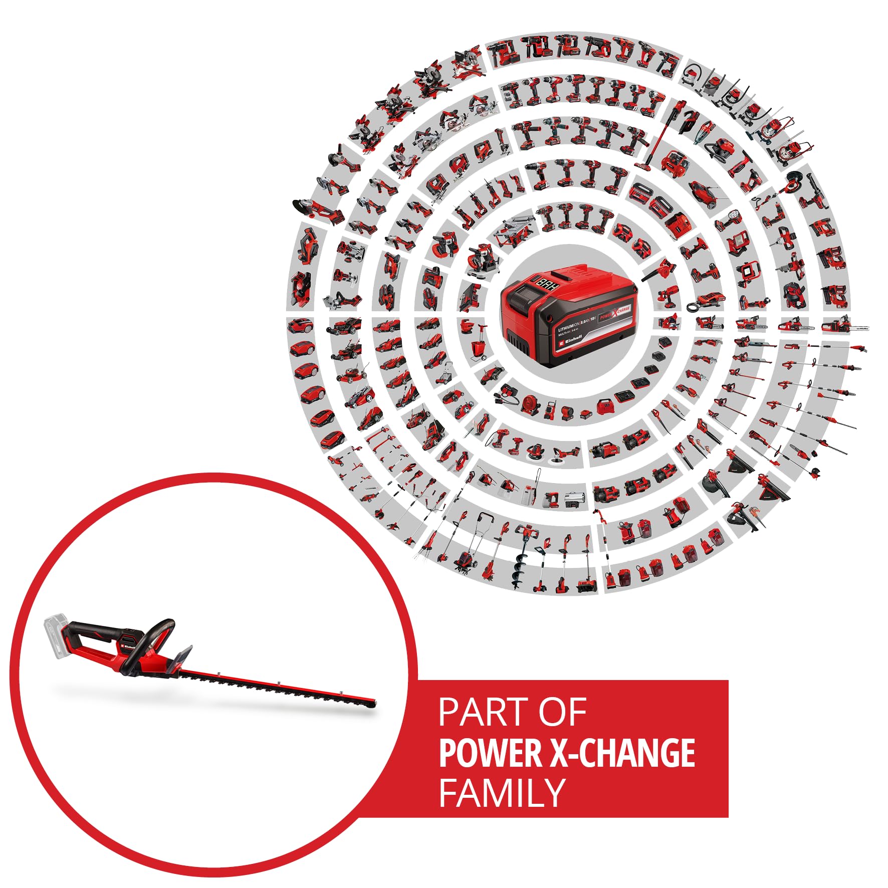 Tagliasiepi a batteria GP-CH 18/50 Li BL-Solo Power X-Change di Einhell Professional (18 V, lunghezza di taglio 50 cm, distanza tra i denti 20 mm, Brushless, sistema antibloccaggio, senza batteria)