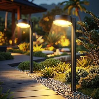 Ahaorigin 2 Pack Solar Pathway Lights Outdoor, Bright Solar Lights Outdoor Waterproof, Up to 15 Hrs Modern Path Lighting for Yard Garden Walkway Driveway Lawn Decor 2 Pack