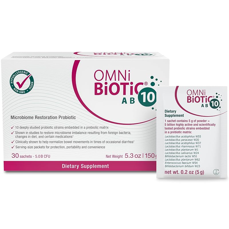 OMNi BiOTiC AB 10 – Probiótico em pó com prebiótico, 30 sachês