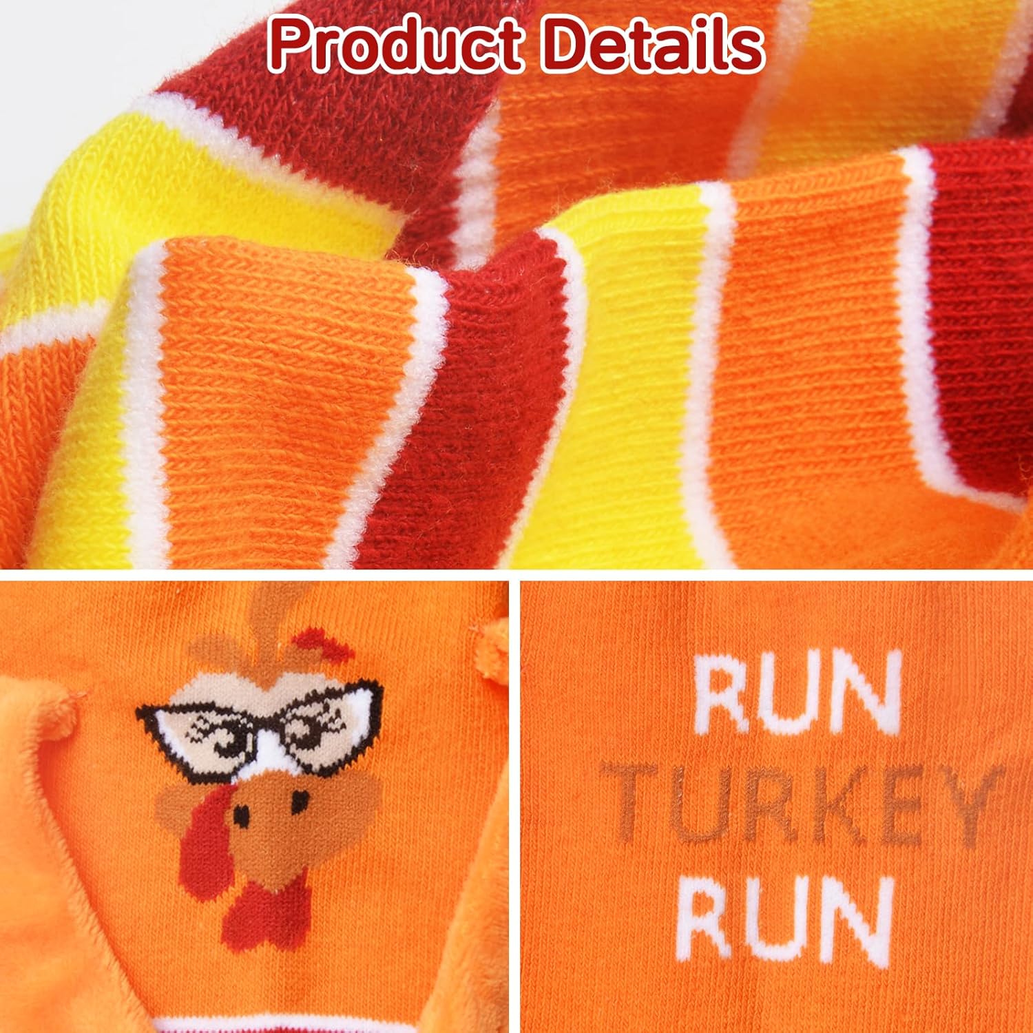Turkey Trot Socks Thanksgiving Running Gear Funny Turkey Socks with Hands - Image 4