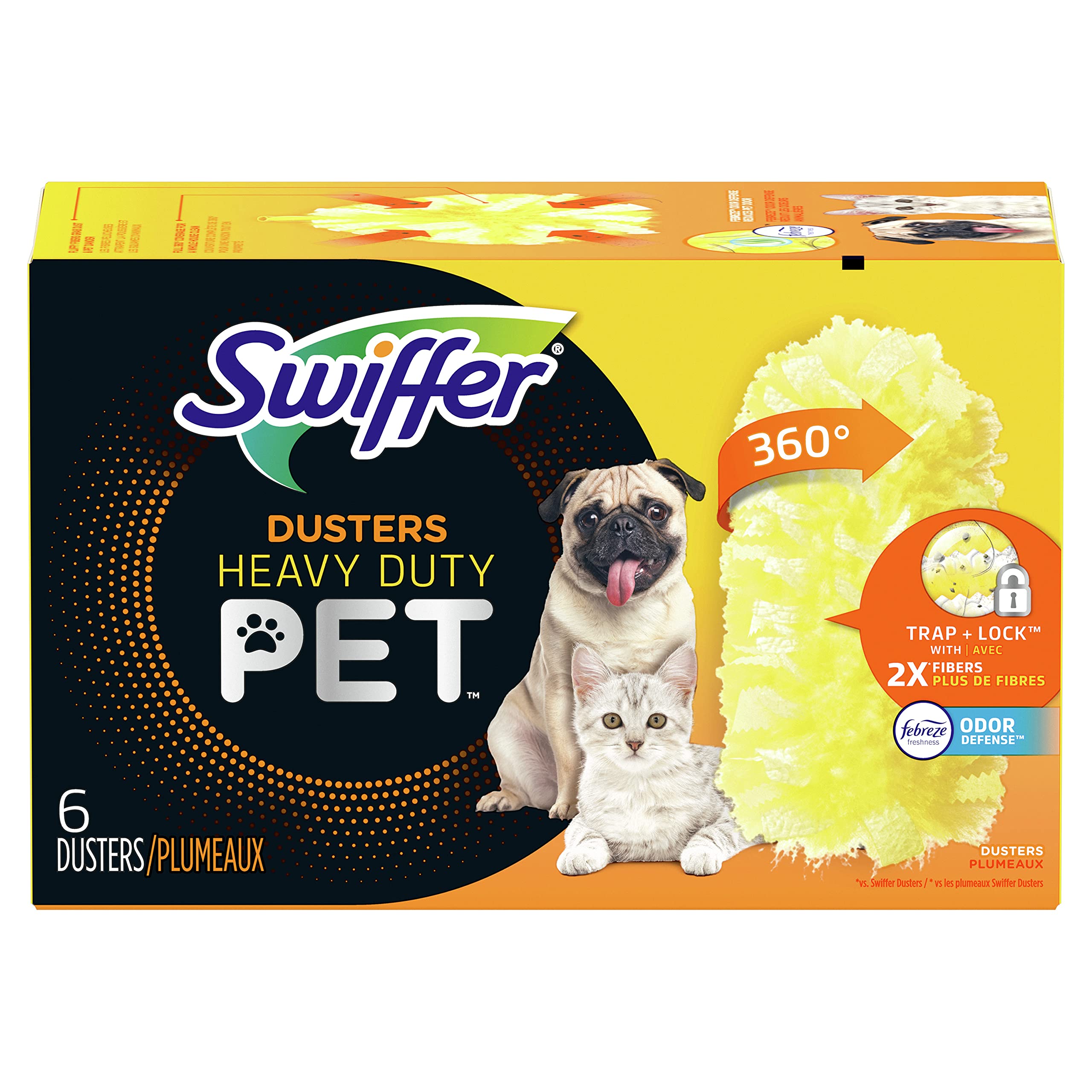 Swiffer360 Dusters Heavy Duty Pet Refills, Febreze Odor Defense, 6 Count