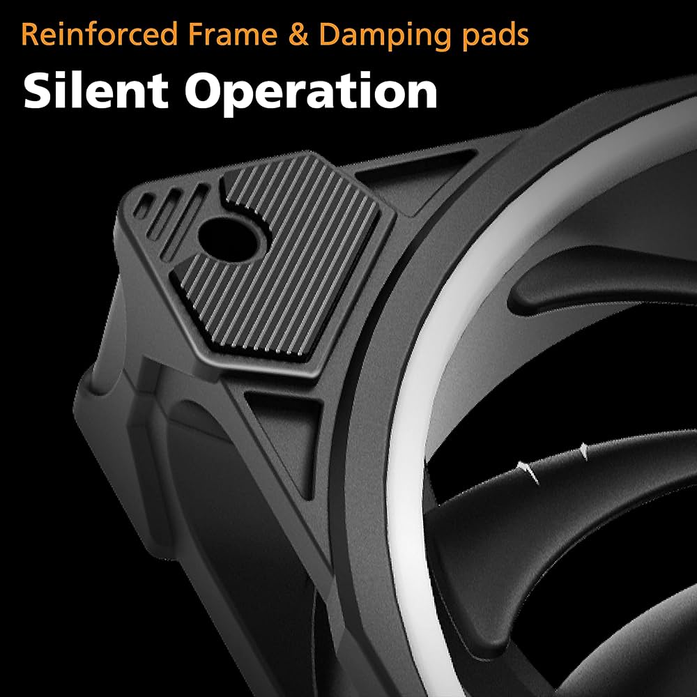 Asiahorse FS-9001 120mm Triple Light Loop Silent 20 LED Addressable RGB Fan With 5V Motherboard Sync/Analog PWM Controller (3 Pack)-Grey