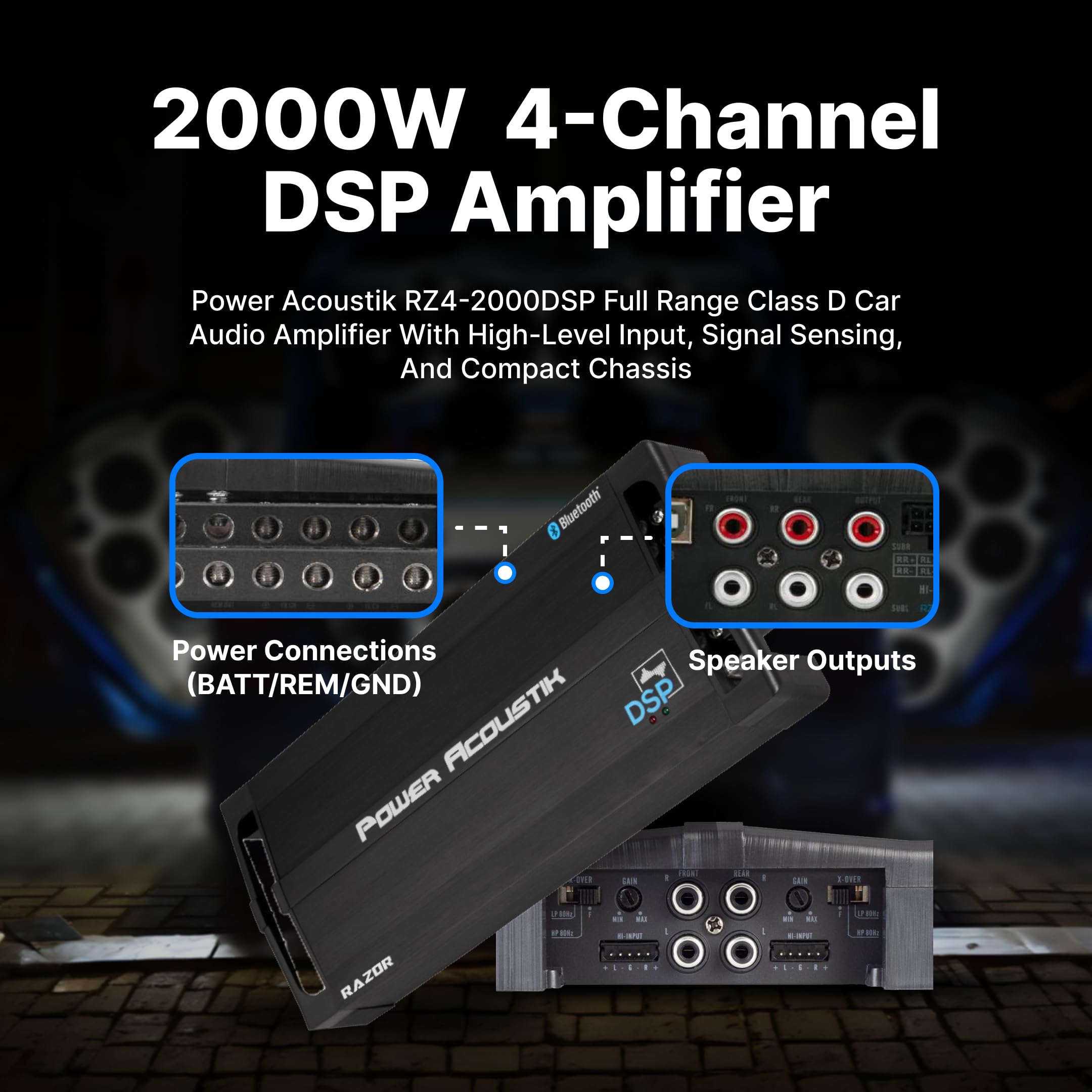 Amazon.com: Power Acoustik RZ4‐2000DSP Razor Series 2,000-Watt Max