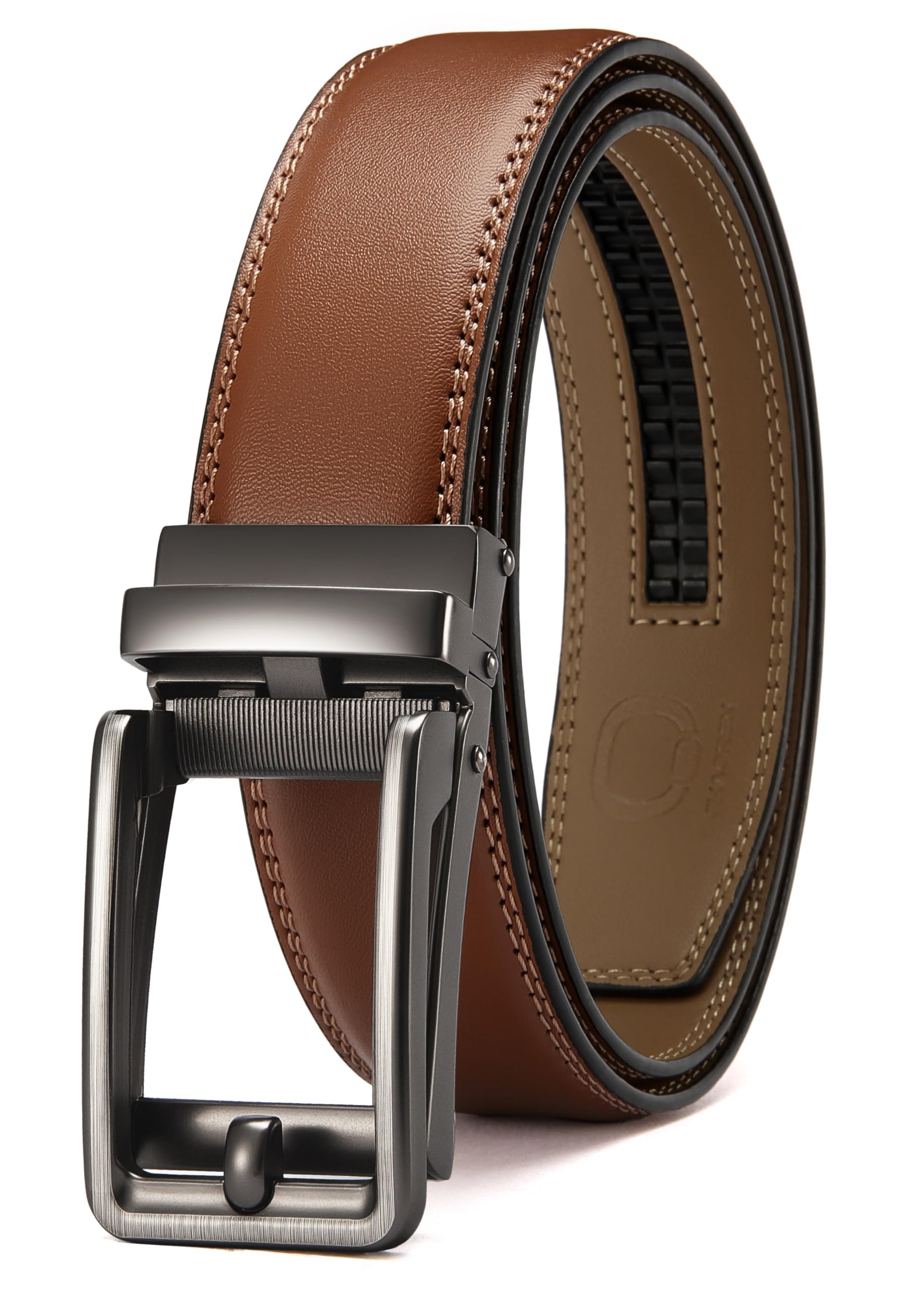 CHAOREN Cintura Uomo, Cricchetto Automatica Fibbia 35mm | Micro-Regolazione Senza Fori, Tagliabile Alla Lunghezza, Business, Jeans & Quotidiano