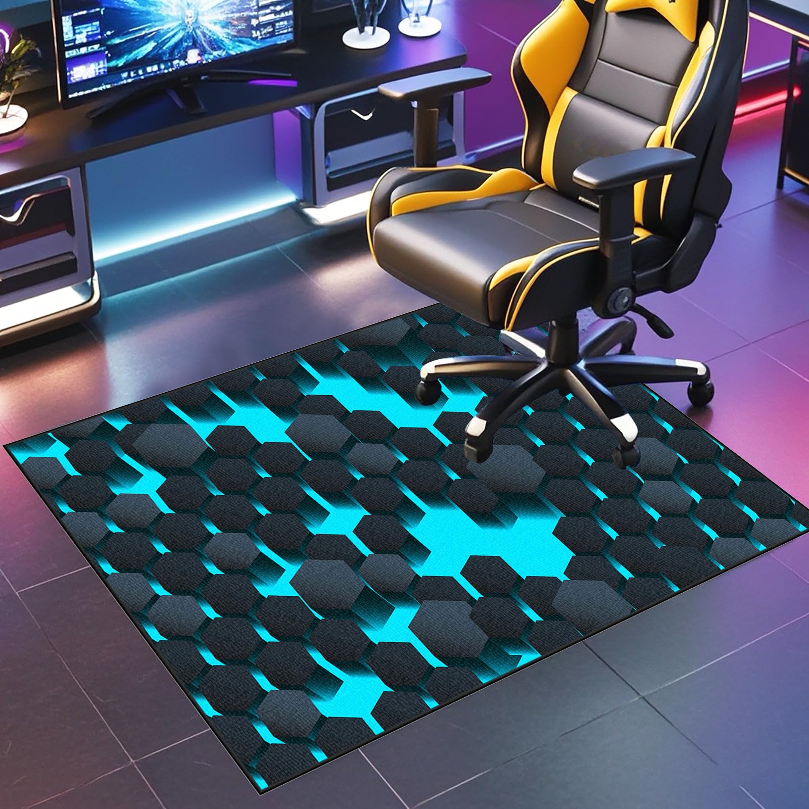 JaevKwzy Office Gaming Chair Mat for Carpet Computer Chair Mat for Hardwood Floor Carpet Protector Mat Hard-Floor Chair Mats Non Slip Gaming Rug Desk Chair Mat 130 x 160 cm — image 1