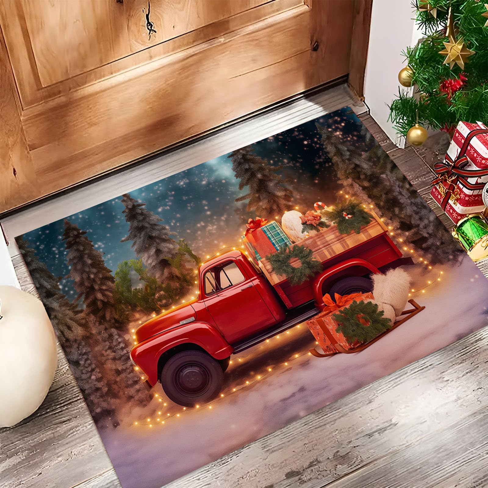 Paillasson de Noël pour entrée accueillante : tapis antidérapant grand format 50x80 cm