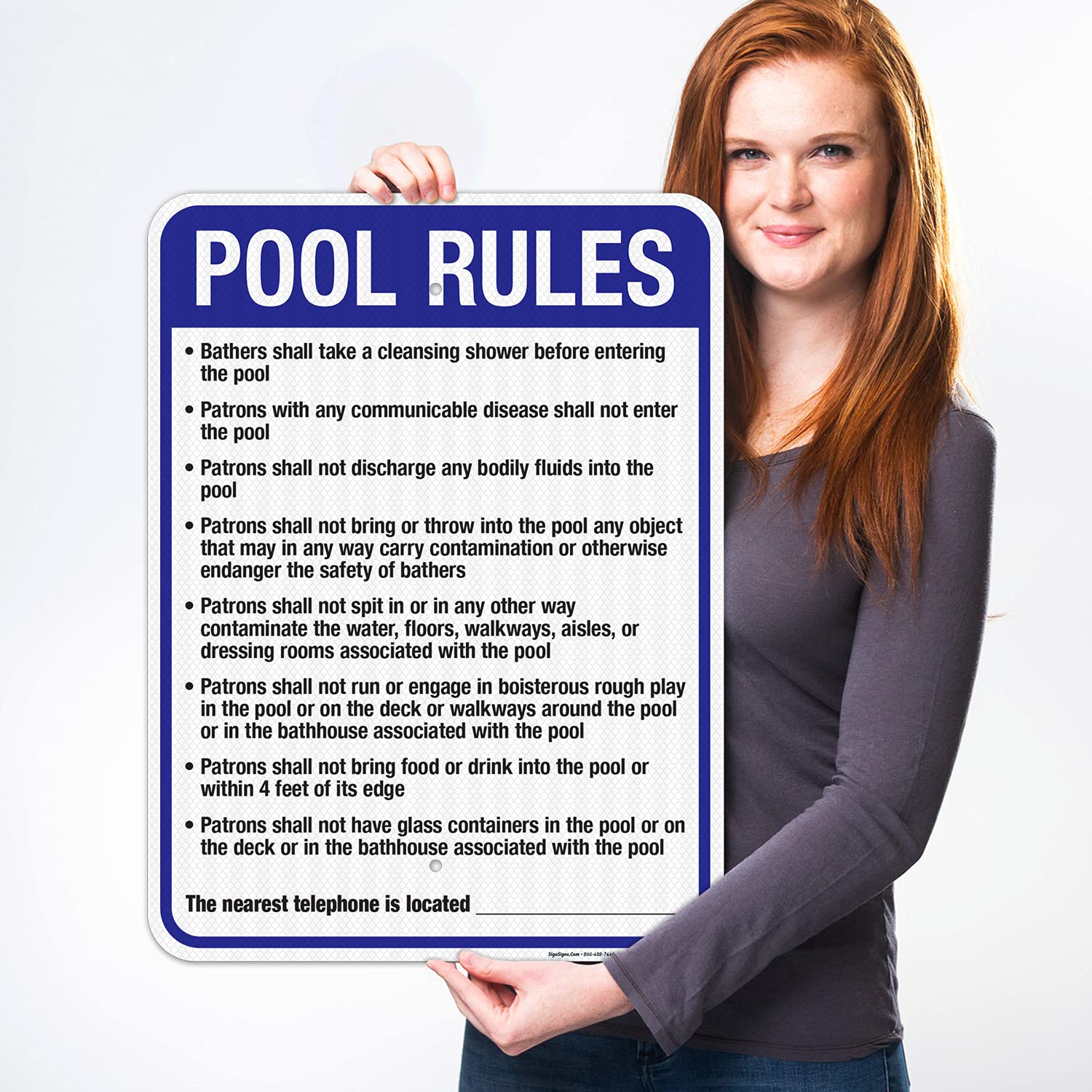 New Hampshire Pool Rules Sign, Complies with State of New Hampshire Pool Safety Code, 18x24 Inches, 3M EGP Reflective .080 Aluminum, Fade Resistant, Made in USA