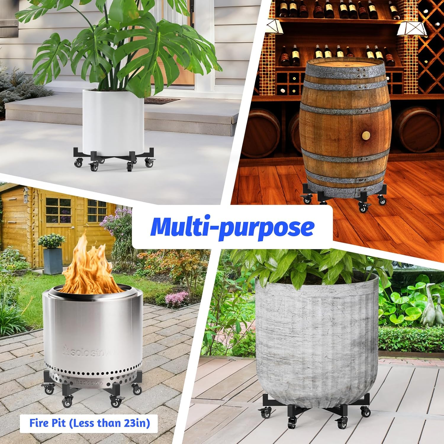 Plant Caddy With Wheels, Adjustable 16in to 23inch Heavy Duty Rolling Plant Dolly, Metal Plant Stand With 6 Wheels (3 Lockable), For Indoor Outdoor Large Pots Planter, Holds Up to 800 Lbs, Moving Dolly