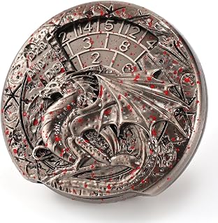 GiGiGuGu 7-in-1 Spinner Dice – Metal DND Dice Set with Dragon Coin Design, Roulette Style for Tabletop RPGs, Fantasy Game Gift for Dungeons and Dragons(Vampire Blood Silver)