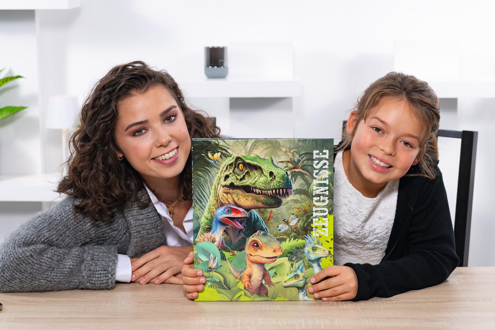HERMA Carpeta de certificados A4 con diseño de dinosaurios, 18 unidades, con 10 fundas transparentes para 20 certificados, certificados y documentos, con impresión interior, mecanismo de 4 anillas y