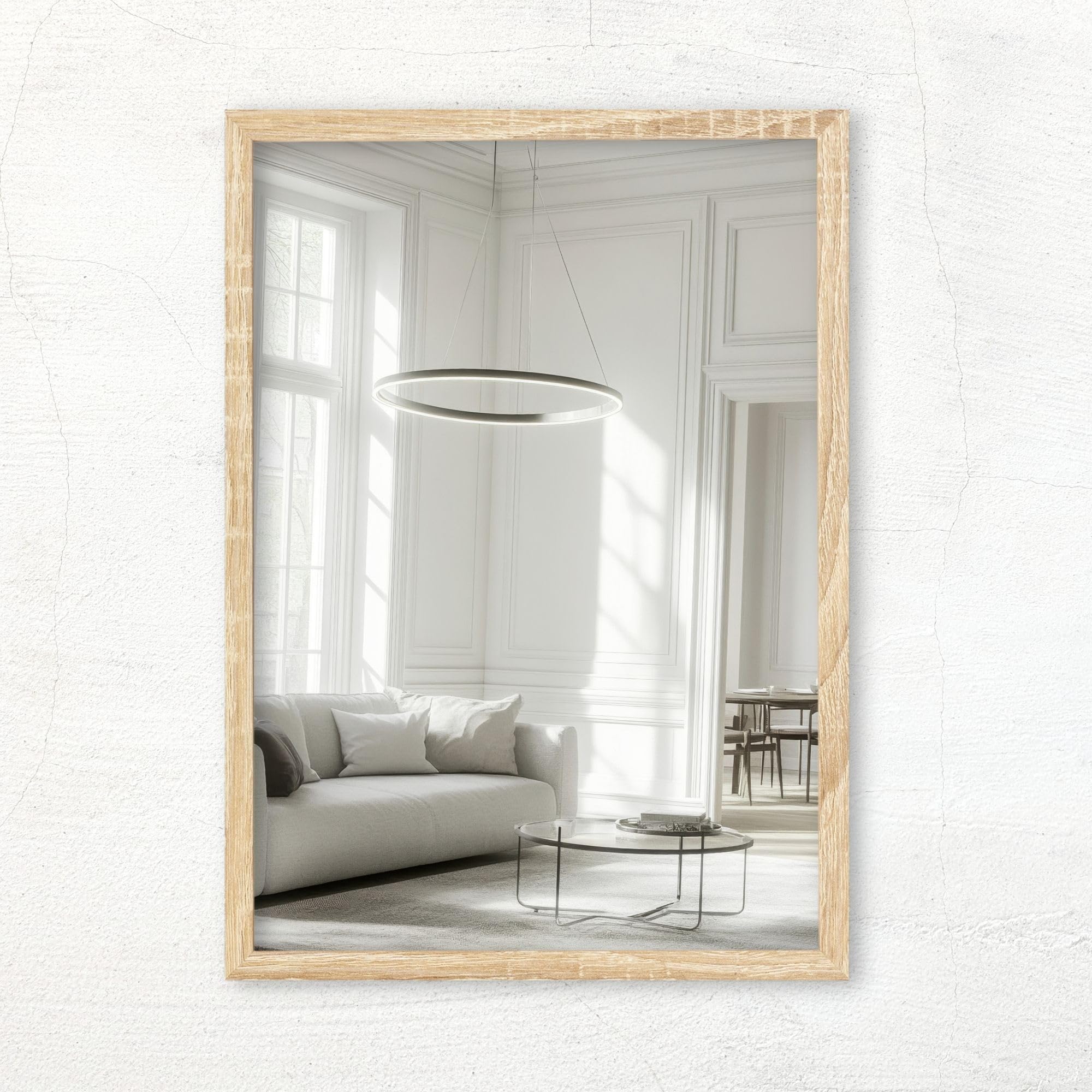 CLAMARO Vision Wall Mirror 65x180 cm Sonoma Oak with Frame, 300+ Sizes Available, Genuine Glass Mirror Installable in Portrait & Landscape Format - Handmade in Germany — image 1