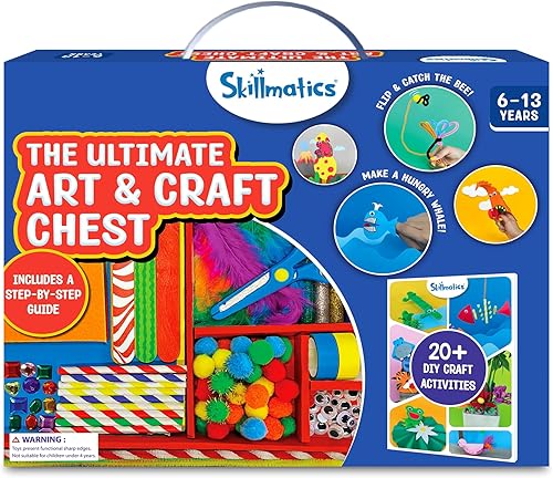 Skillmatics Kit de arte y manualidades definitivo para niños, más de 2000 piezas, suministros de manualidades con guía paso a paso, juego de