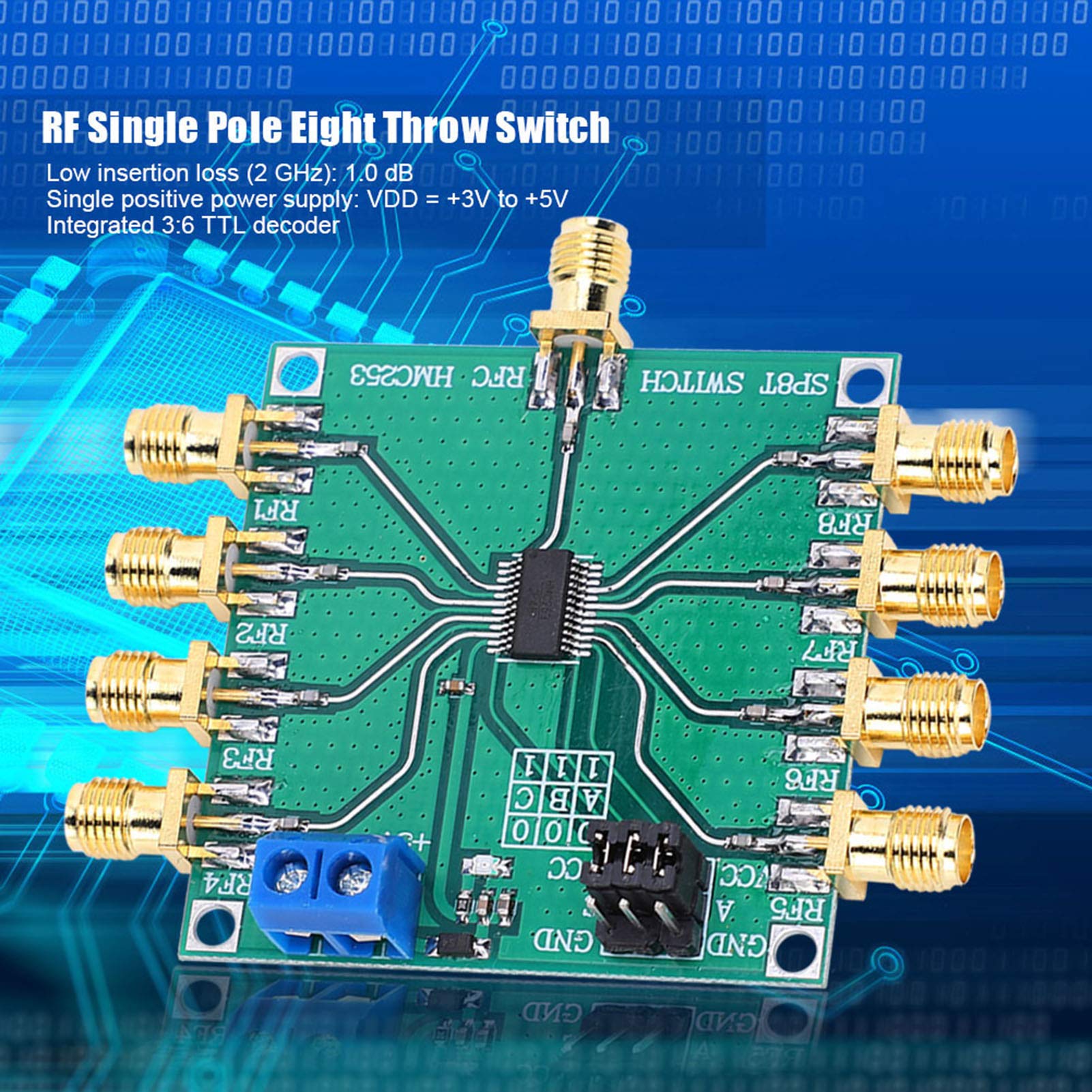 RF Single Pole Eight Throw Switch, Low Cost True RF TTL SP6T Switch for Base Station, CATV DBS, MMDS and Test Equipment