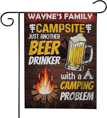 Divertidas banderas de jardín para campamento, simplemente otro bebedor de cerveza, decoraciones de campamento en campistas para amantes del
