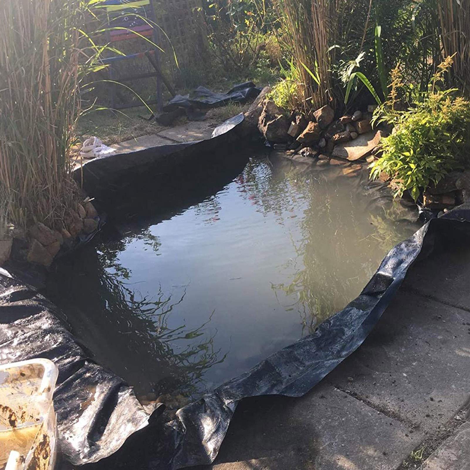 Genérico Revestimiento de HDPE para estanques: lámina Impermeable para paisajismo, estanques de Peces, cascadas y Fuentes. Tela Duradera e Impermeable para Uso en Jardines y Exteriores.