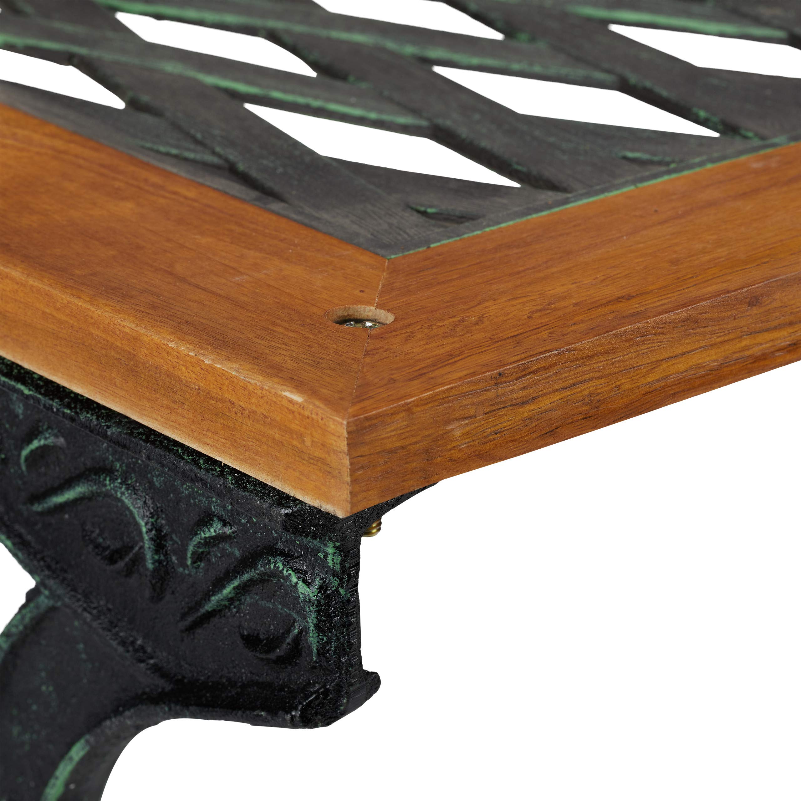 Relaxdays Gartentisch rechteckig, Outdoor, Vintage-Design, Holz & Gusseisen, HBT 58x98x47 cm, Balkontisch, Natur-schwarz