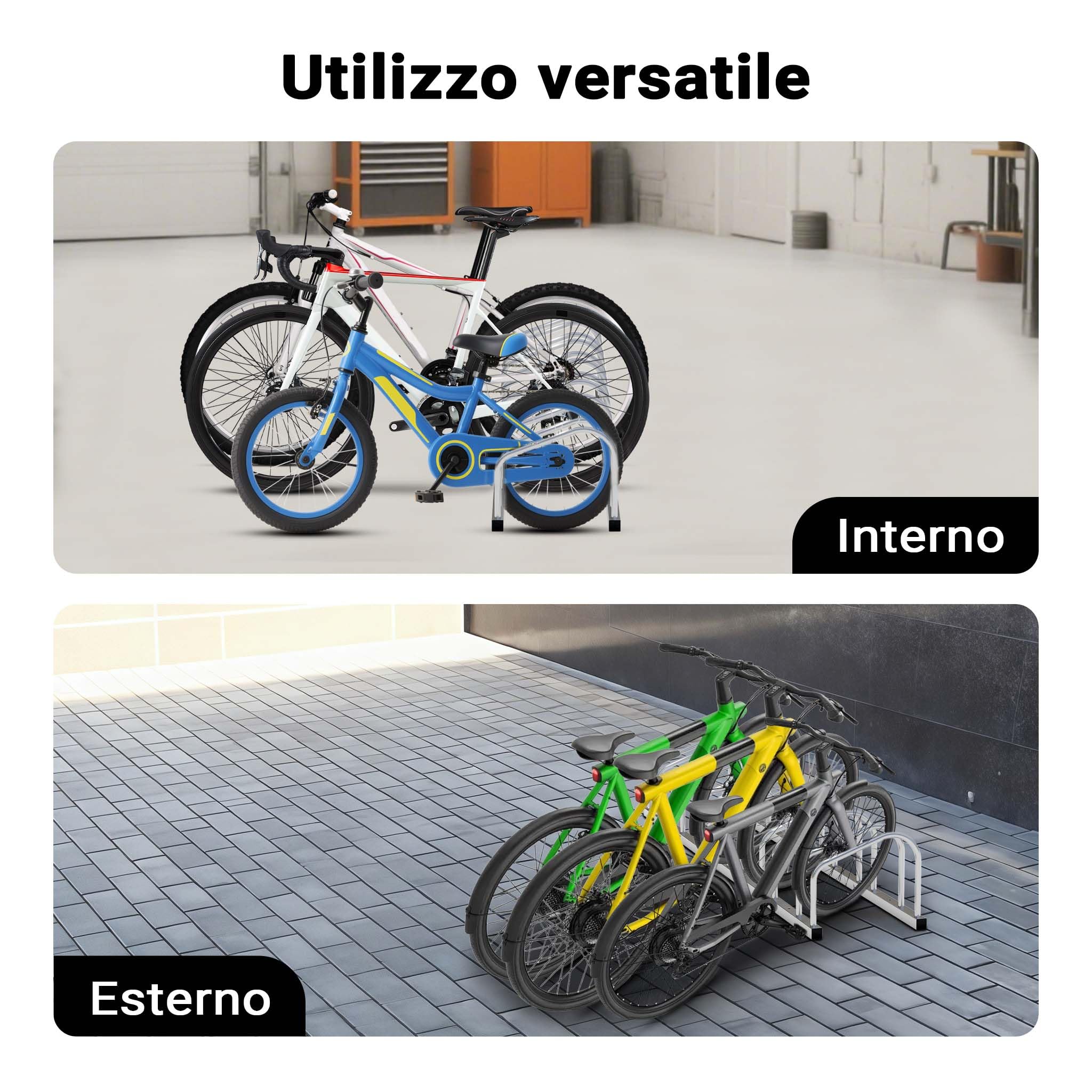 Rastrelliera per 6 biciclette Portabici in acciaio zincato per interno ed esterno Supporti