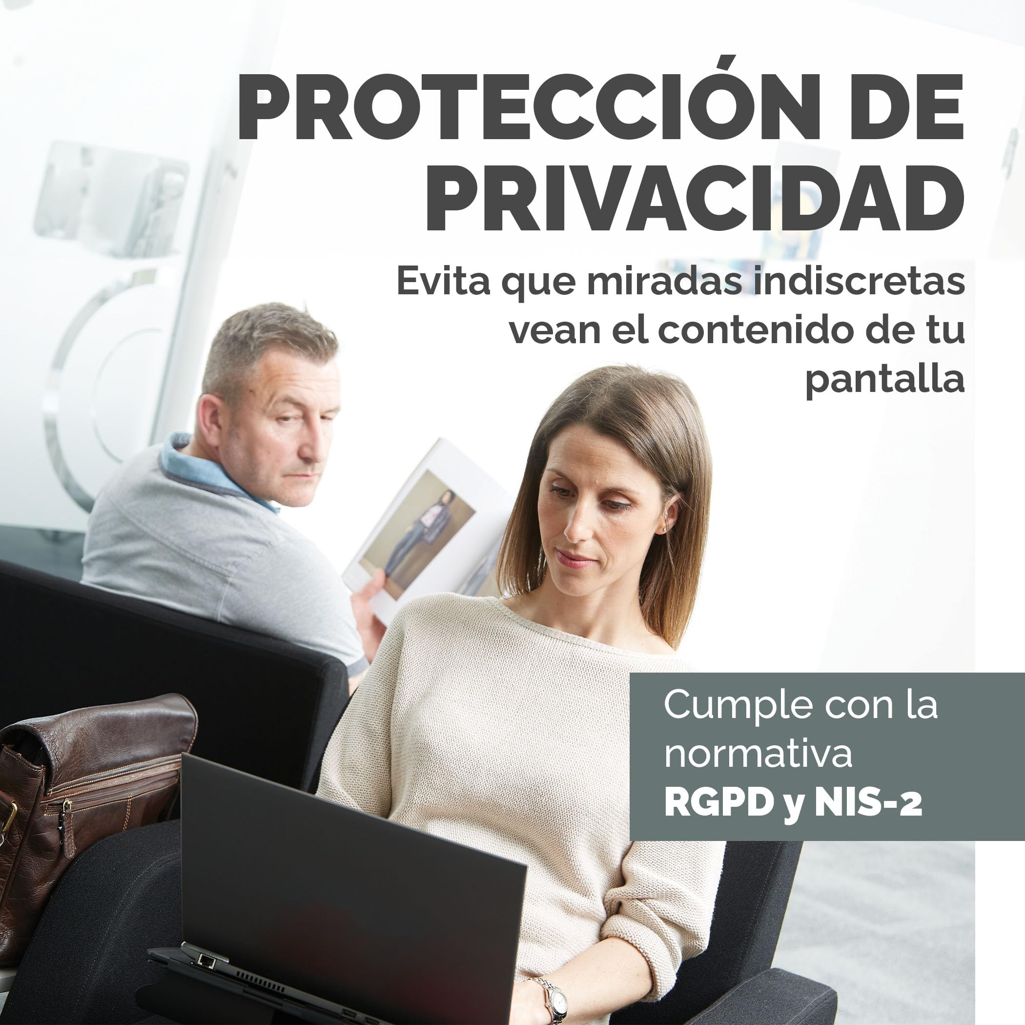 Fellowes Filtro de privacidad PrivaScreen™ – Protector de pantalla antirreflejos con filtro de luz azul para portátil 14.0" (16:9, 310 × 176mm) con pestañas Quick Reveal™