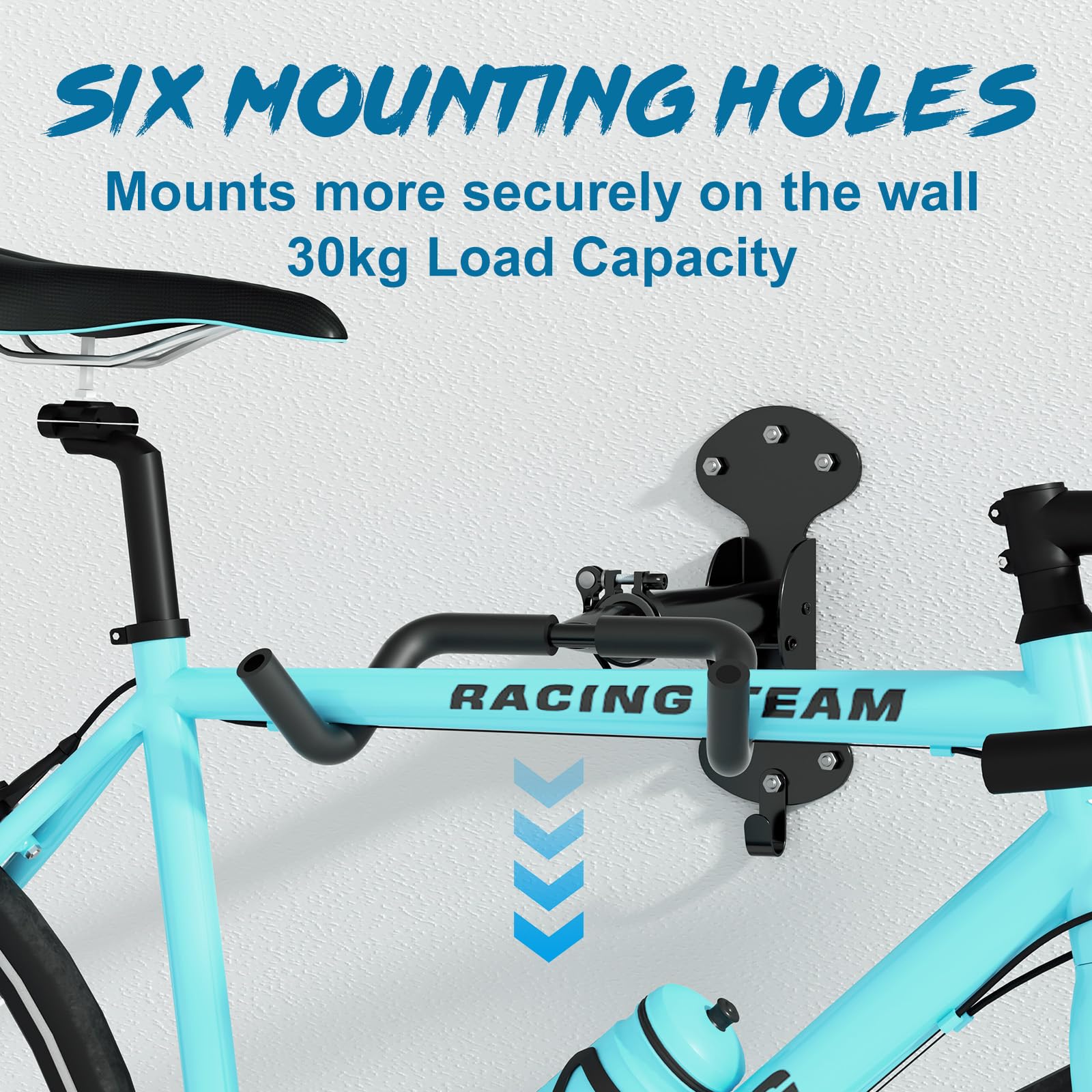 Urban Deco Bike Wall Mount 2pcs Bike Hanger with 66lbs Weight Capacity 360° Adjustable Angle Soft Padding Protection Bike Rack Garage Extendable by 6in for Home and Garage Use - Image 2