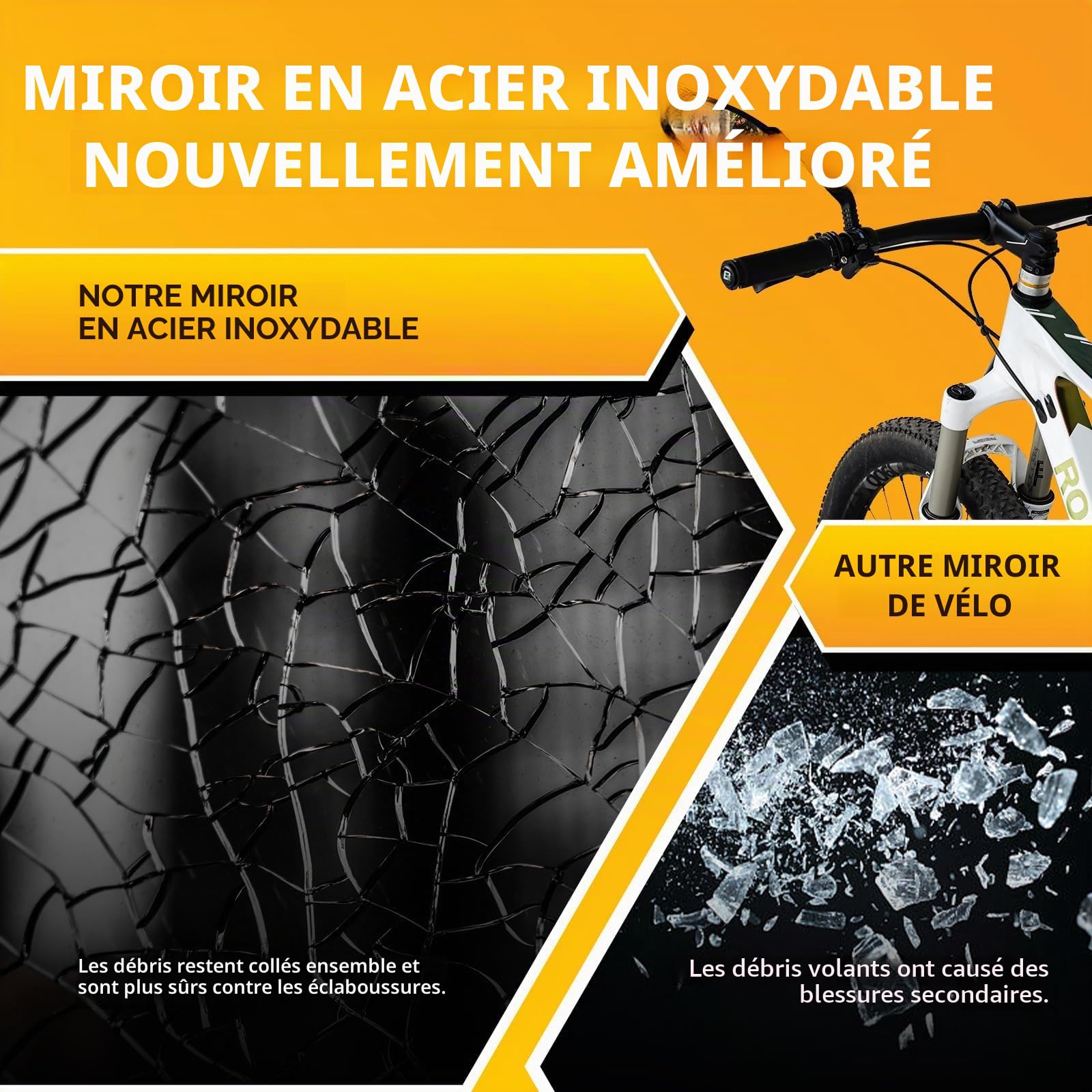 ROCKBROS Rétroviseur Vélo, Rétroviseur Trottinette Électrique Rotatifs à 360°, Rétroviseur Vélo Électrique Universel, Miroirs de Vélo pour Cyclisme VTT Guidon de 21 à 26 mm Gauche/Droite/Paire