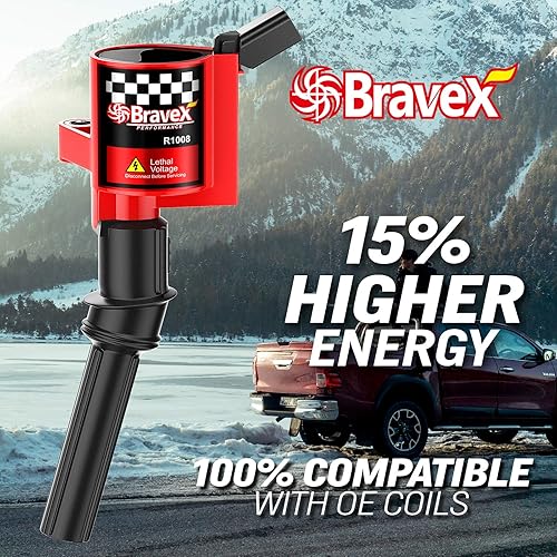 Bobina de arranque Bravex para auto. Juego de 8 unidades, amarillo (8 PACK Yellow)