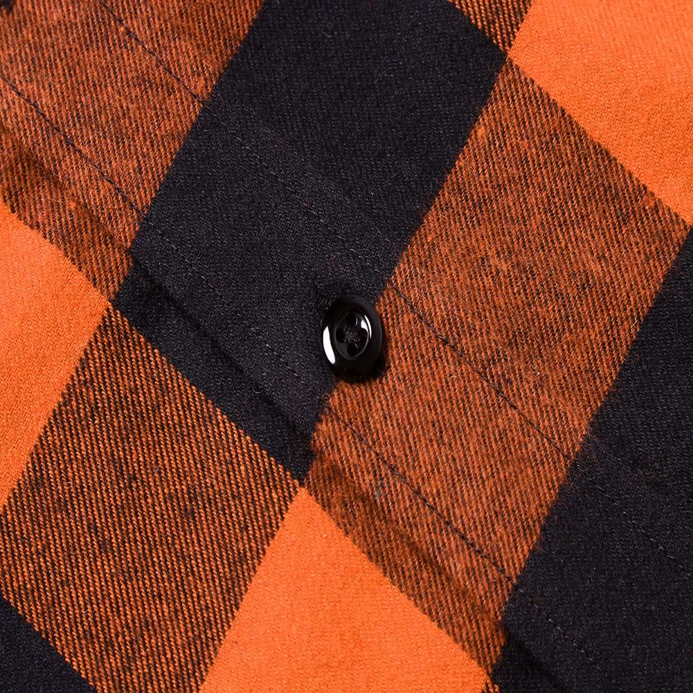 Men's Dress Long Sleeve Buffalo Plaid Checked Flannel Shirt - Image 7