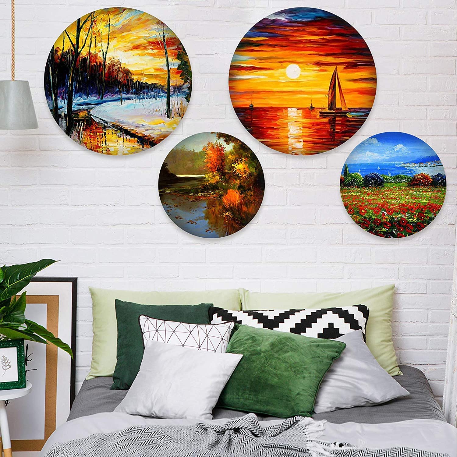 Artrina Round Canvas, 4pcs Professional Stretched Circle Canvas Board for Painting, Acrylic Pouring - 12'' & 8'' (Black) 3