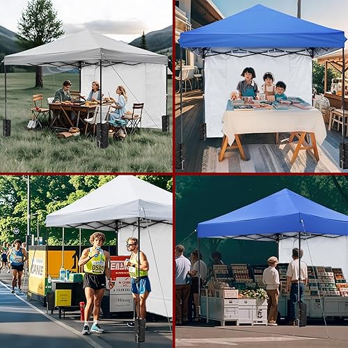 Miniatura 6 de Toldo desplegable de 10 x 10, tienda de campaña instantánea para exteriores con bolsa enrollable, 4 bolsas de arena y 1 pared lateral para tiendas