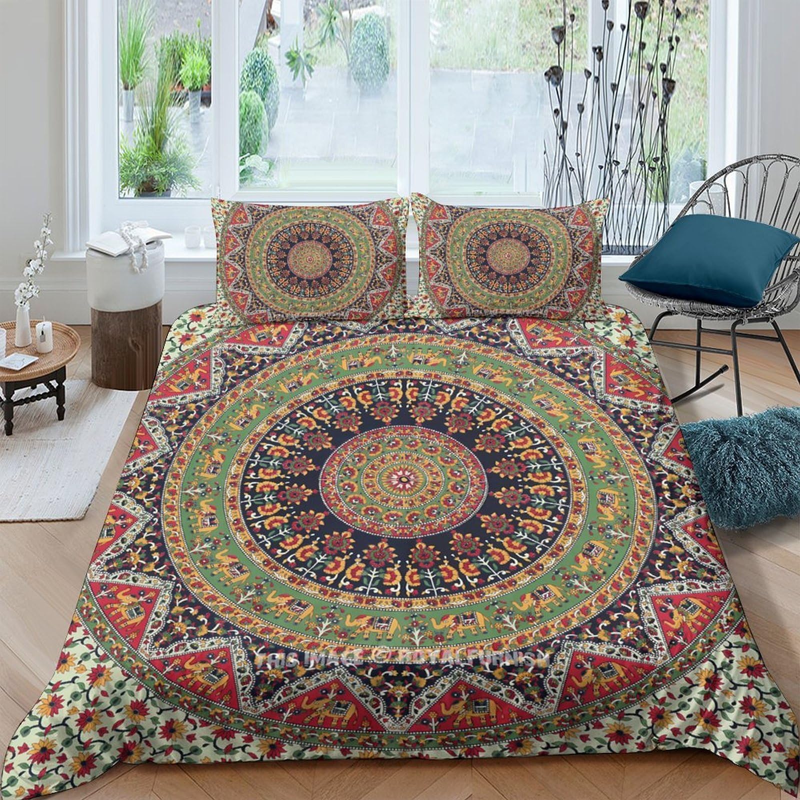 Ctjqhvkz Style-7 3D Printed Mandala Boho Fitted Sheet Microfiber Soft Breathable Ethnic Geometric Bed Cover For Bedroom Guest Room Decor Mattress Protection Single（135X200cm）