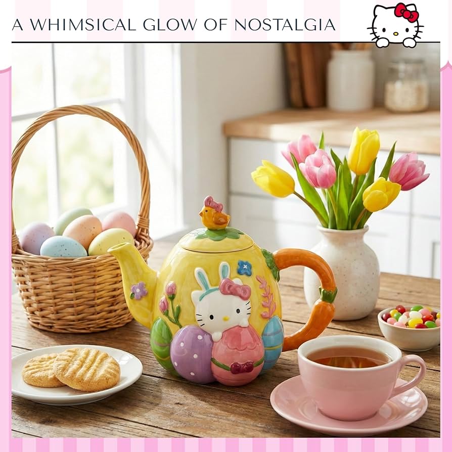 Amazon.com: Blue Sky Clayworks Hello Kitty Easter Egg Teapot, Home