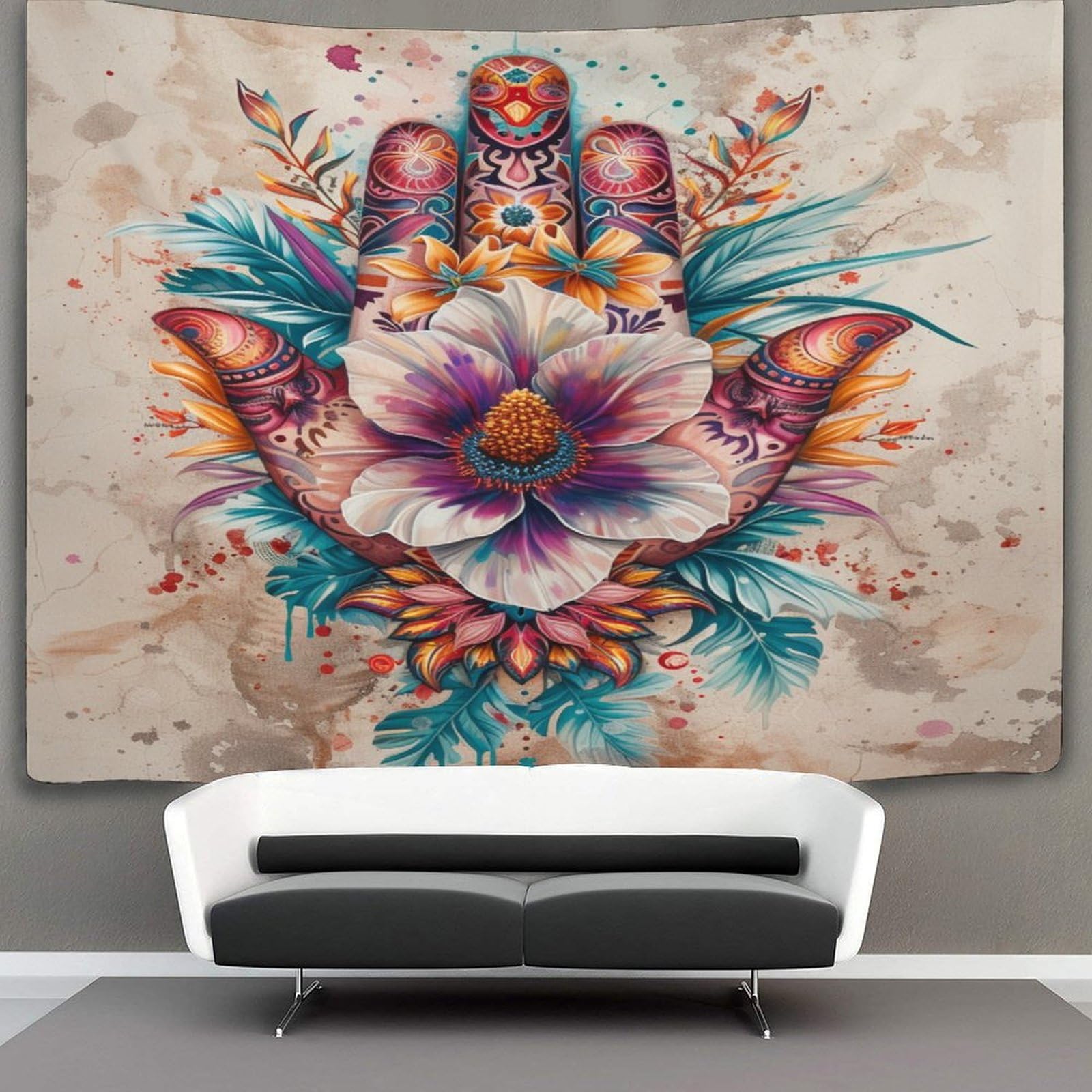 kaiyun Datura Flowers Tapestry Mandala Wall Hanging Tapestries for Bedroom Living Room Apartment Dorm Decorations Wall Art Decor 130cmx150cm