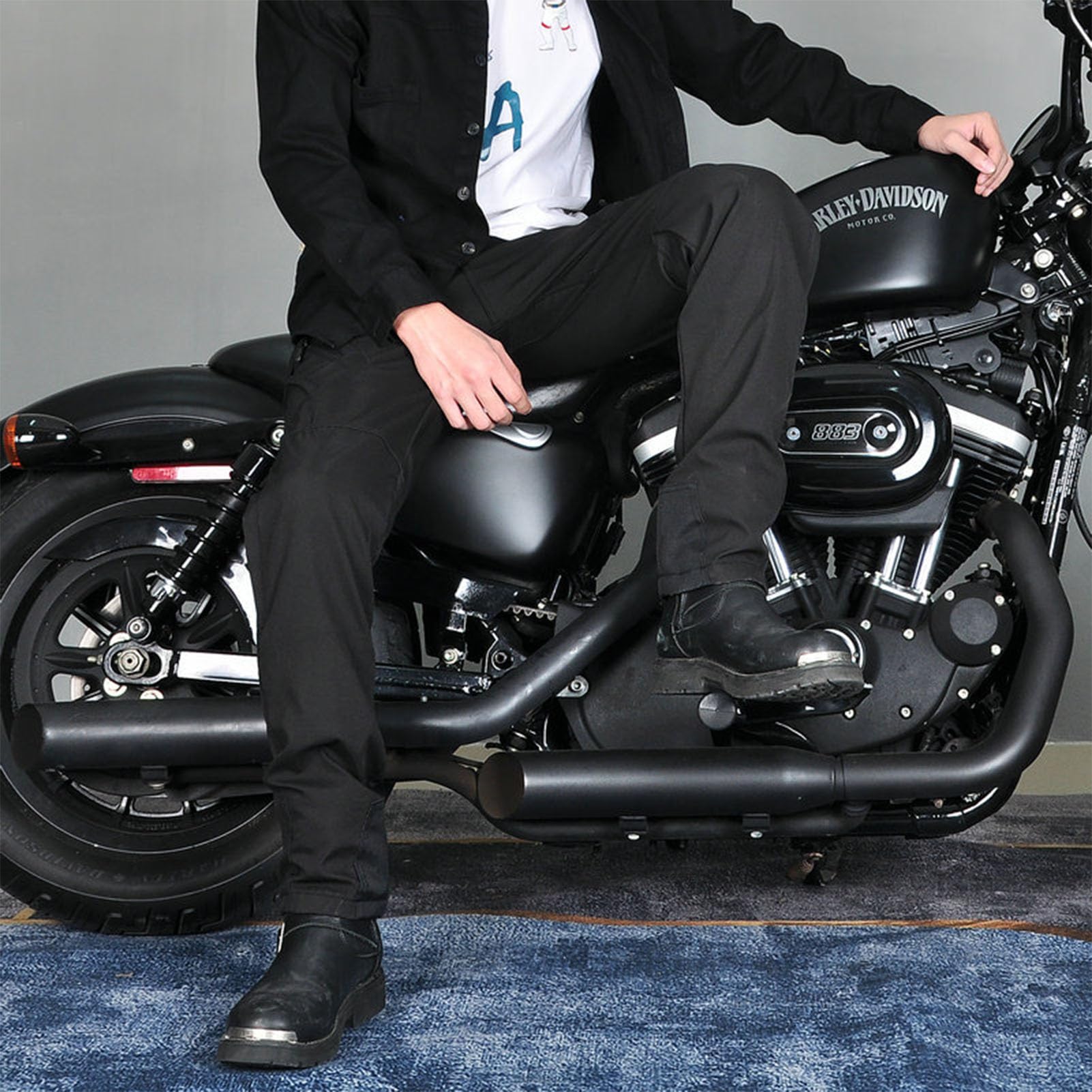Pantalones Motocicleta Hombres, Invierno Motocicleta Anti-caída Protección Kevlar Thicken Fleece Jeans A Prueba Viento A Prueba Agua con 4 Actualización Armadura Extraíble