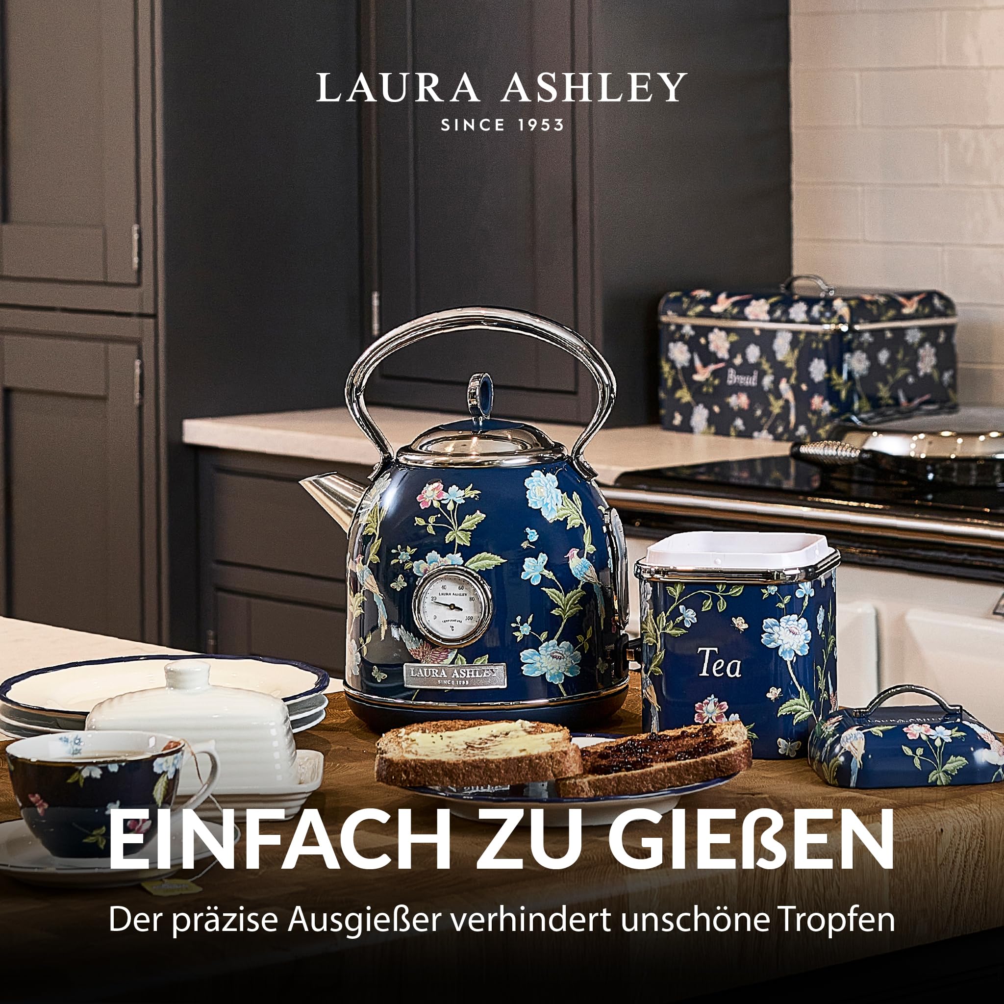 Laura Ashley Kabelloser Elektrischer Wasserkocher 1.7L von VQ Elveden Navy