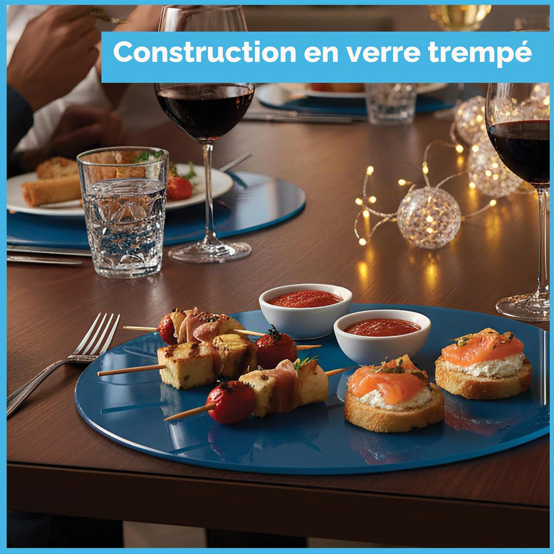 Ensemble de 6 Sets de Table en Verre. Sets de Table pour la Table à Manger - Blanc - 400 x 300 mm