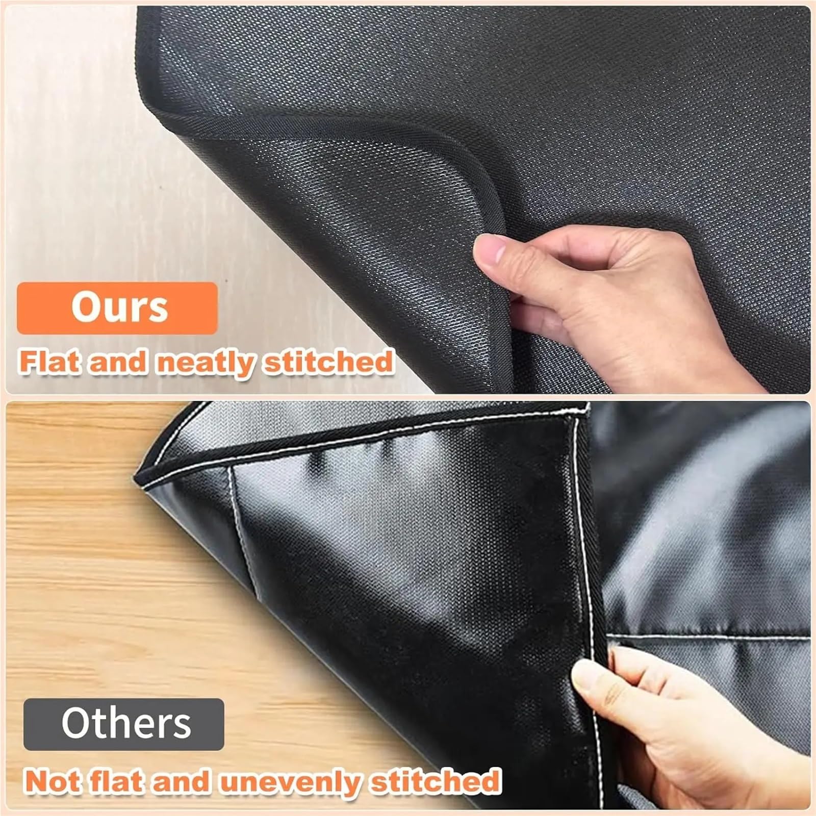 Hearth Rugs Tappetino for camino resistente alle alte temperature in fibra di vetro a doppio strato for la protezione del pavimento in legno(90 * 90cm orange)