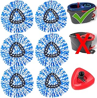 VPLONG 6 Pack Spin Mop Replacement Head + 1 Pack Base Mop, Spin Mop Refills Compatible for O Cedar with EasyWring RinseClean 2 Tank Dual System, Microfiber Mop Head for Deep Cleaning