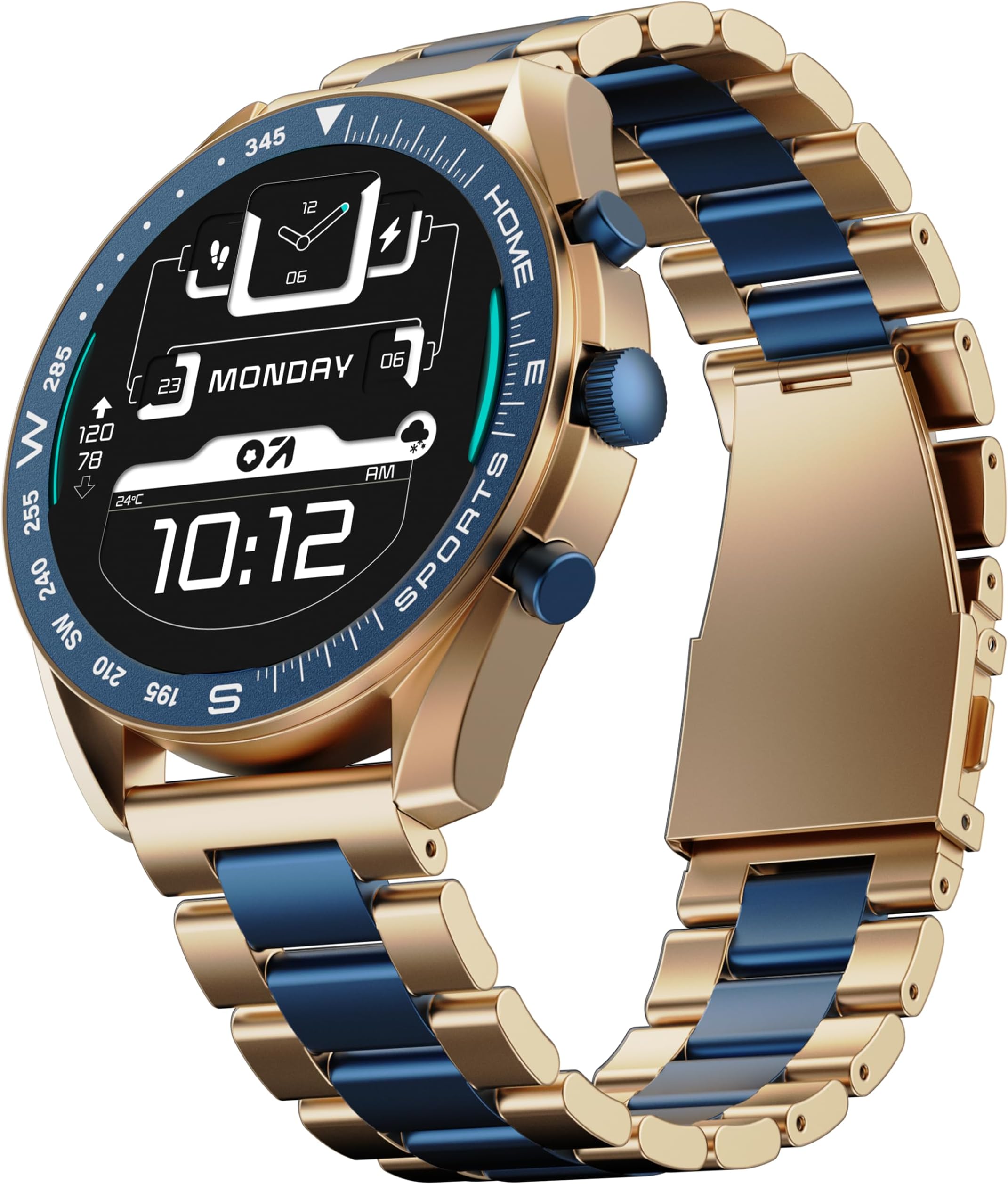 Mirage Smart Watch 1.39''HD Screen, Bluetooth Calling, IP67, Zinc Alloy Frame, 500 Nits Brightness, AI Voice Assistant, SpO2 Monitoring, 120+ Sports Mode (Amber Blue)
