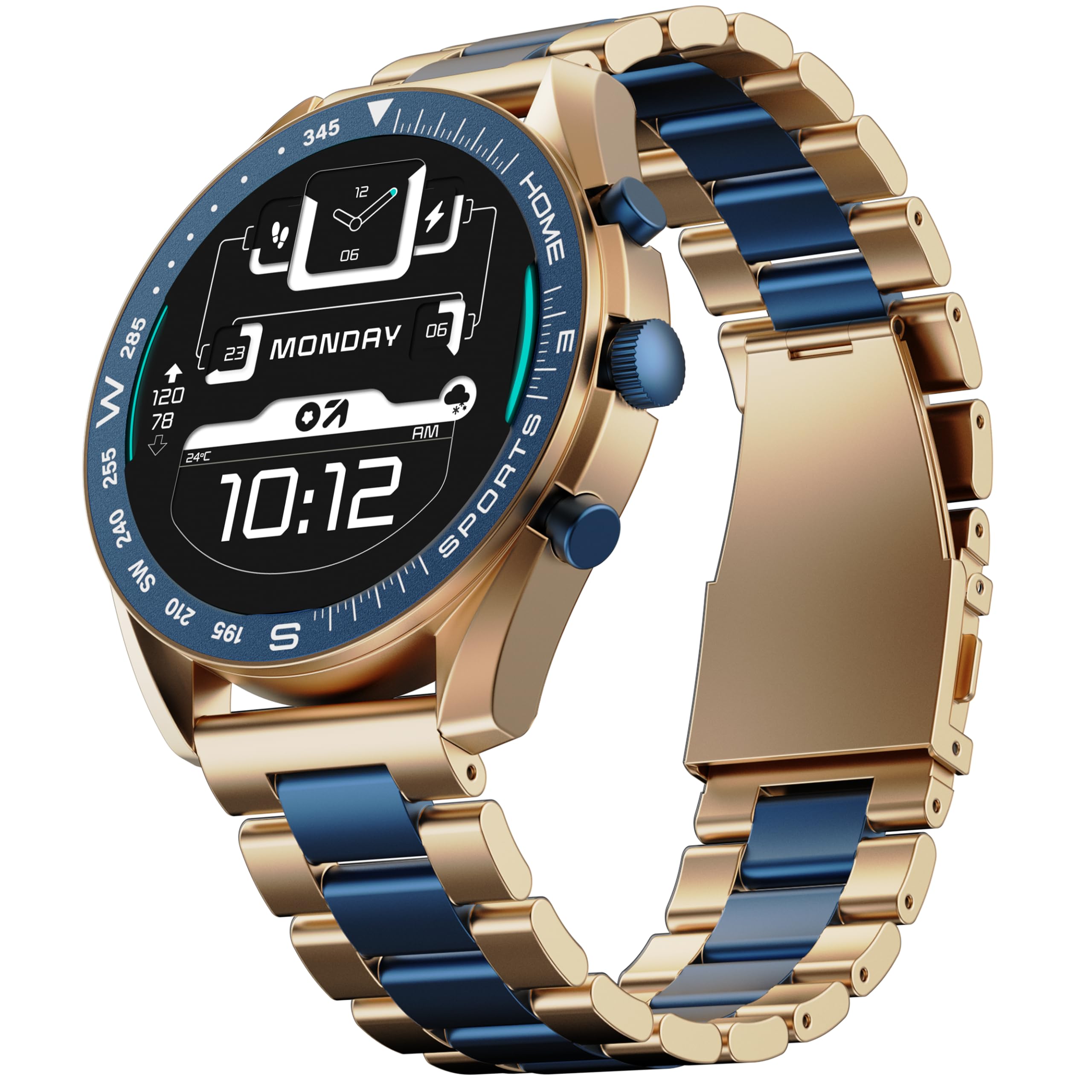 Mirage Smart Watch 1.39''HD Screen, Bluetooth Calling, IP67, Zinc Alloy Frame, 500 Nits Brightness, AI Voice Assistant, SpO2 Monitoring, 120+ Sports Mode (Amber Blue)