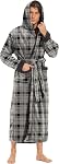 iniber Mens Hooded Robe, Soft Lightweight Plush Robes for Men, Warm Long Fleece Men's Bathrobe with Pockets