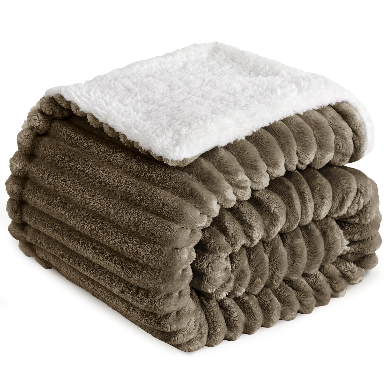 RUIKASI Sherpa Blanket Throw for Sofa Fleece Blanket, 130x150 cm Brown