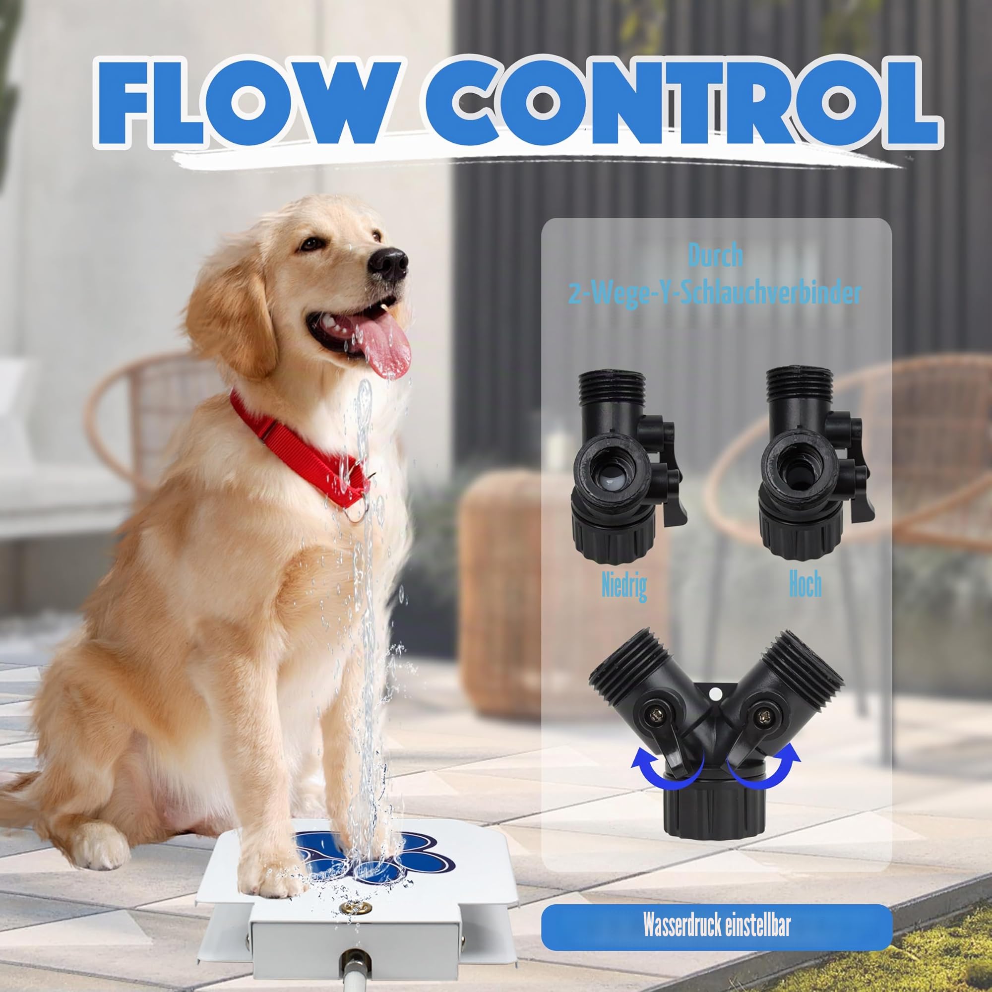 BACOENG Trinkbrunnen für Hund und Haustier, Wasserspielzeug für Hunde, Hund Wasser Gartenbrunnen, Outdoor Hunde Trinkbrunnen, Verbessertes Premium-Ventilset (Messing statt Plastik)
