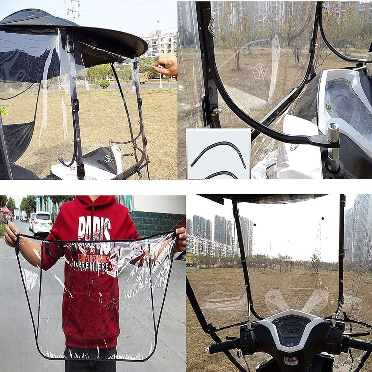 Toldo para scooter con protección solar, reflectante del calor y plegable.