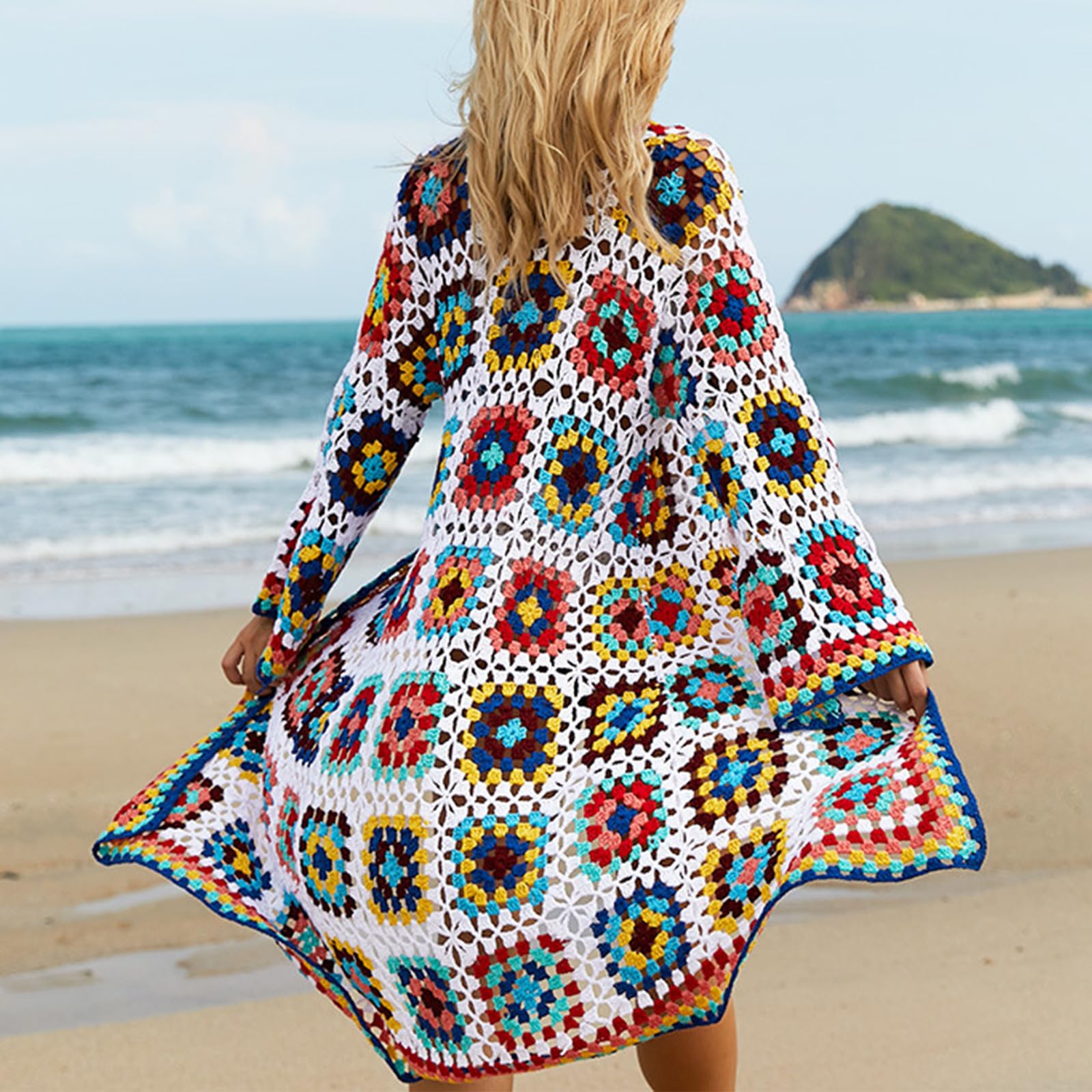 Kimono da spiaggia da donna, aperto sul davanti, cardigan lungo aperto sul davanti, costume da bagno