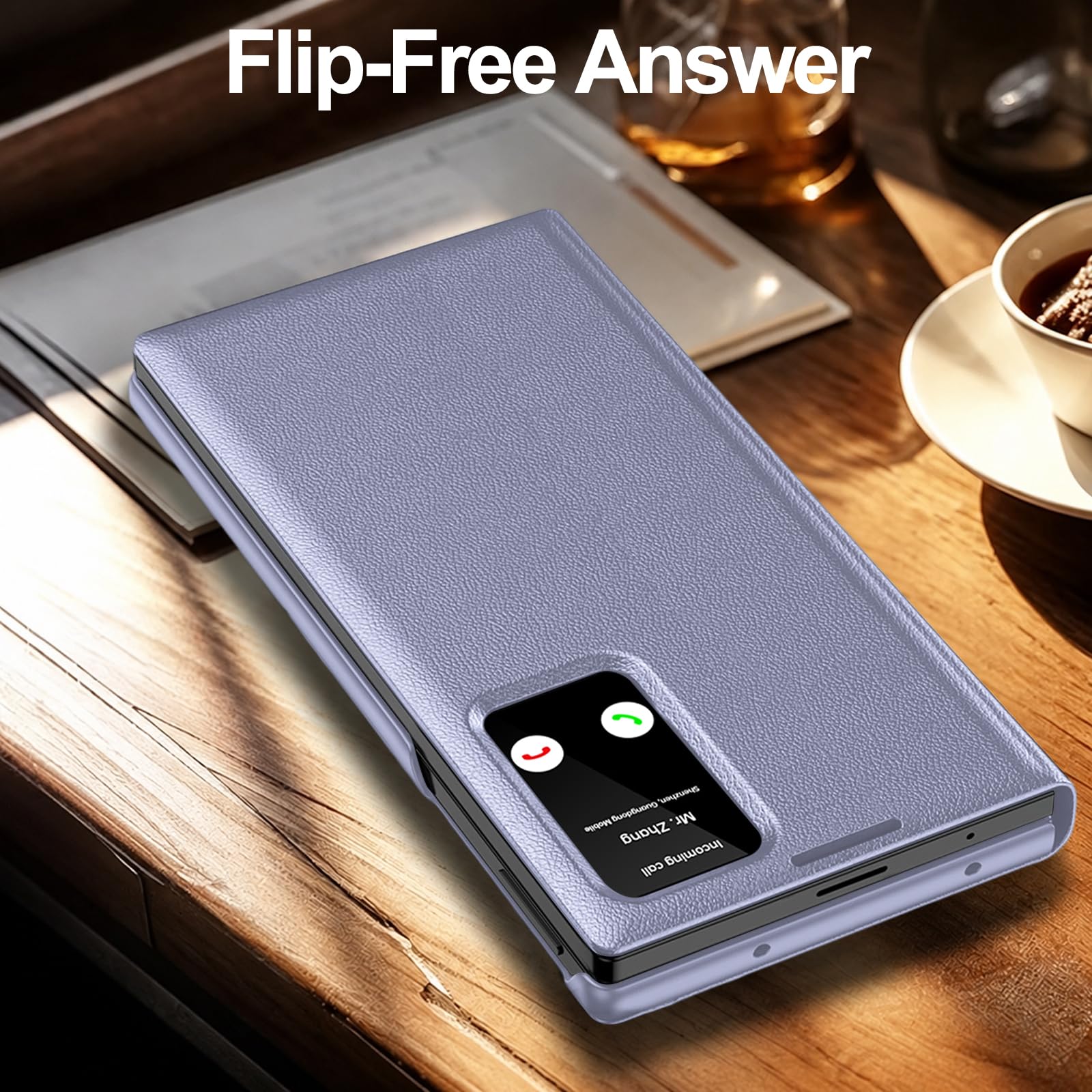 Custodia a portafoglio per Samsung Galaxy Z Fold 8, sottile, con slot per schede, supporto, protezione per fotocamera, antiurto, anti ingiallimento, custodia a portafoglio in pelle PU per uomini e