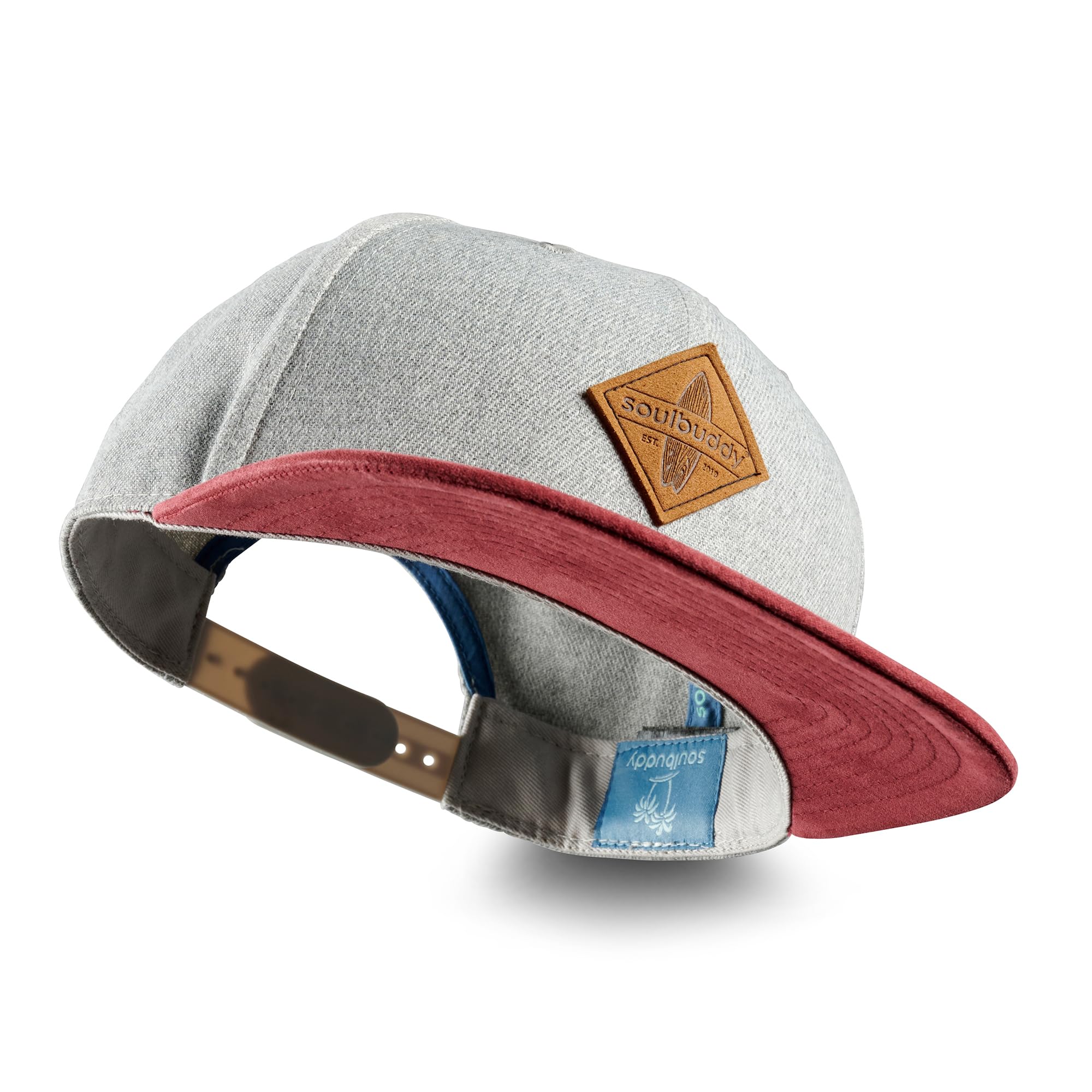 Soulbuddy Snapback Caps – Herren Cap – Basecap – Kappe – Caps Männer – Urlaub Must Haves – Outdoor – One Size – Unisex – Grau-Rot