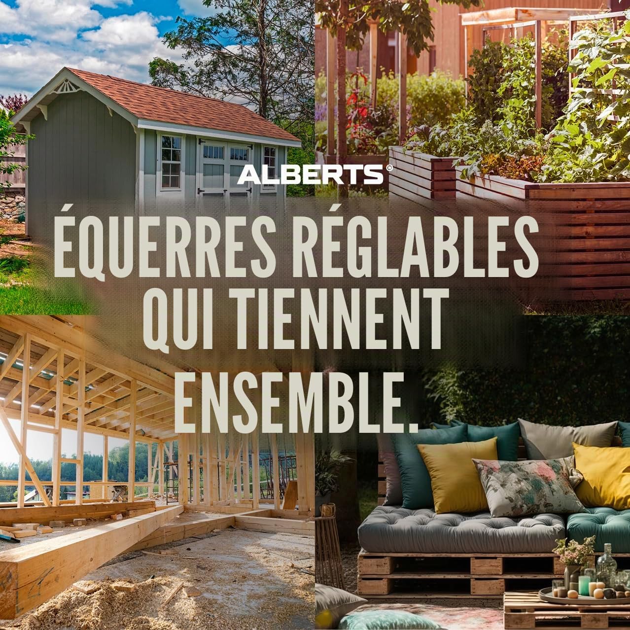 Alberts 335656 Équerre réglable | avec trou oblong, pour fixation béton | galvanisée à chaud | 80 x 150 x 60 mm (Lot de 6)