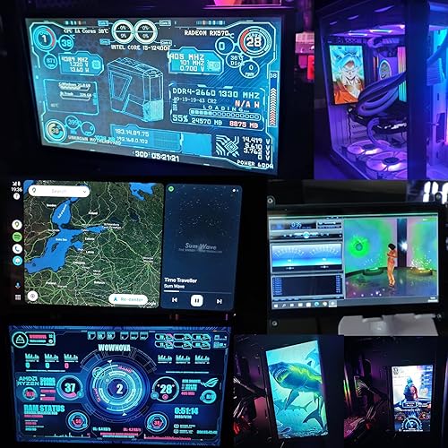 Miniatura 4 de WOWNOVA Panel de sensor de computadora de 7 pulgadas, pantalla LCD, monitor de temperatura de PC, pantalla secundaria, accesorios de PC para carcasa