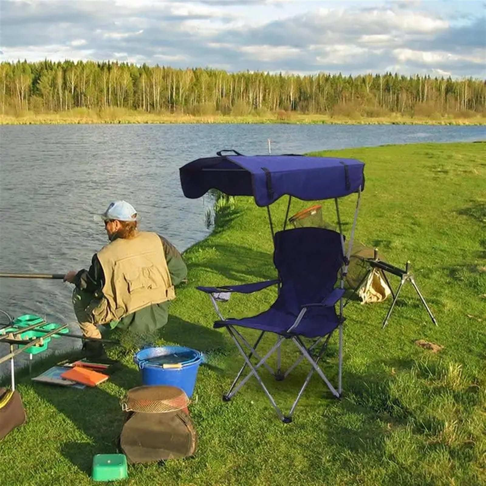 Klappbarer Campingstuhl | Mehrfarbiger klappbarer Camping-Angelstuhl