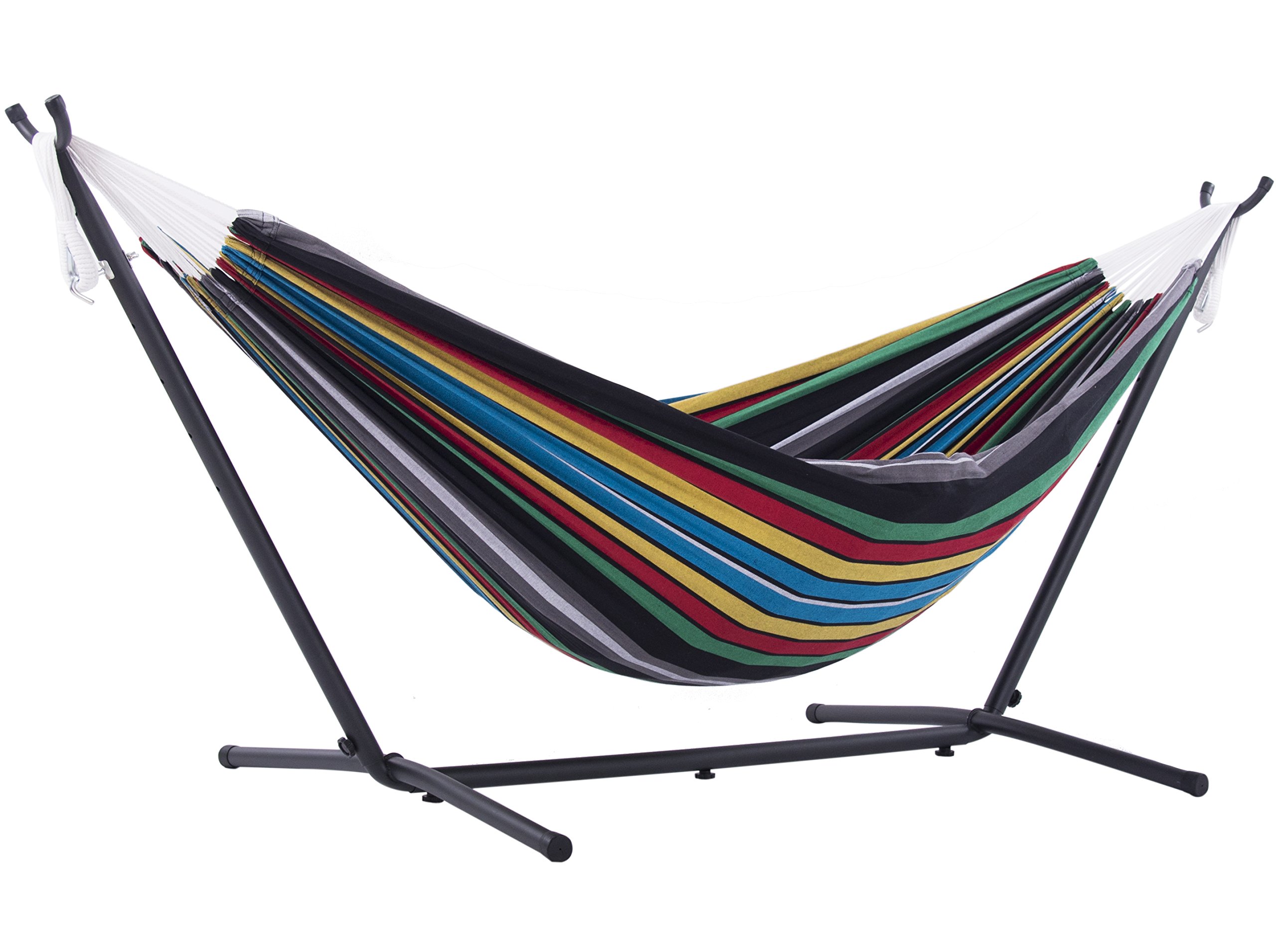Vivere UHSDO8-27 Double Cotton Hammock with Space-Saving Steel Stand Including Carrying Bag, Rio Night โ image 1